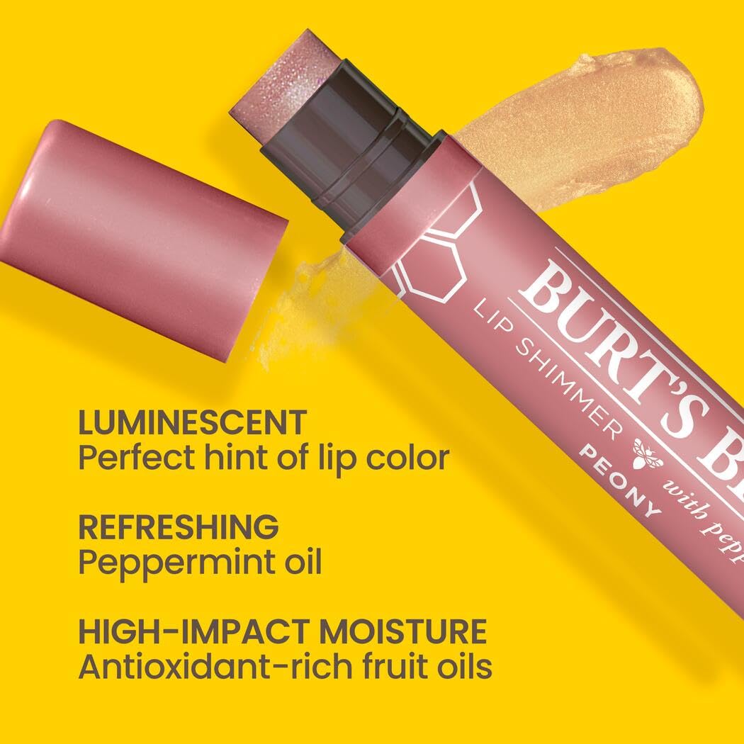 Burt's Bees Lippenstift-Geschenkset, 3 schimmernde Lippenfarben in den Nuancen Pfingstrose, Wassermelone und Fi 6
