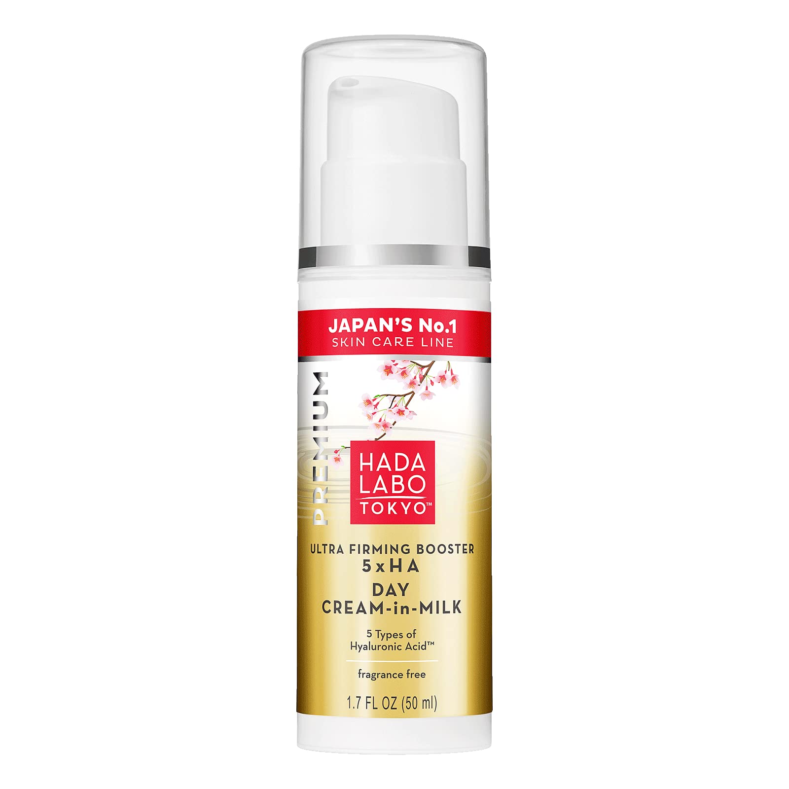 Hada Labo Tokyo Premium Ultra Firming Booster Day Cream-In-Milk with 7 Hyaluronic Acids, SPF