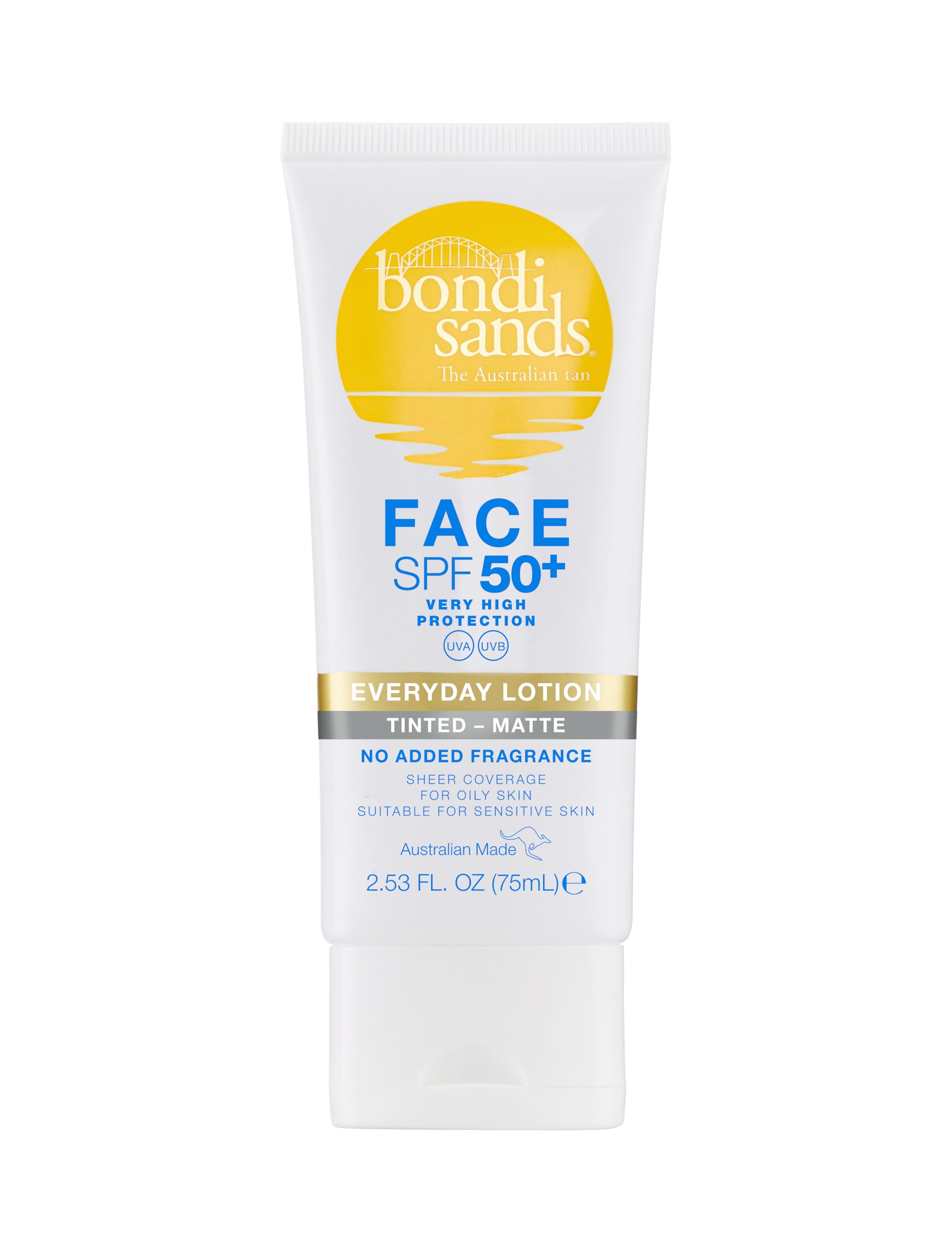 Bondi Sands SPF 50+ Fragrance Free Matte Tinted Face Lotion 75mL for Oily Skin