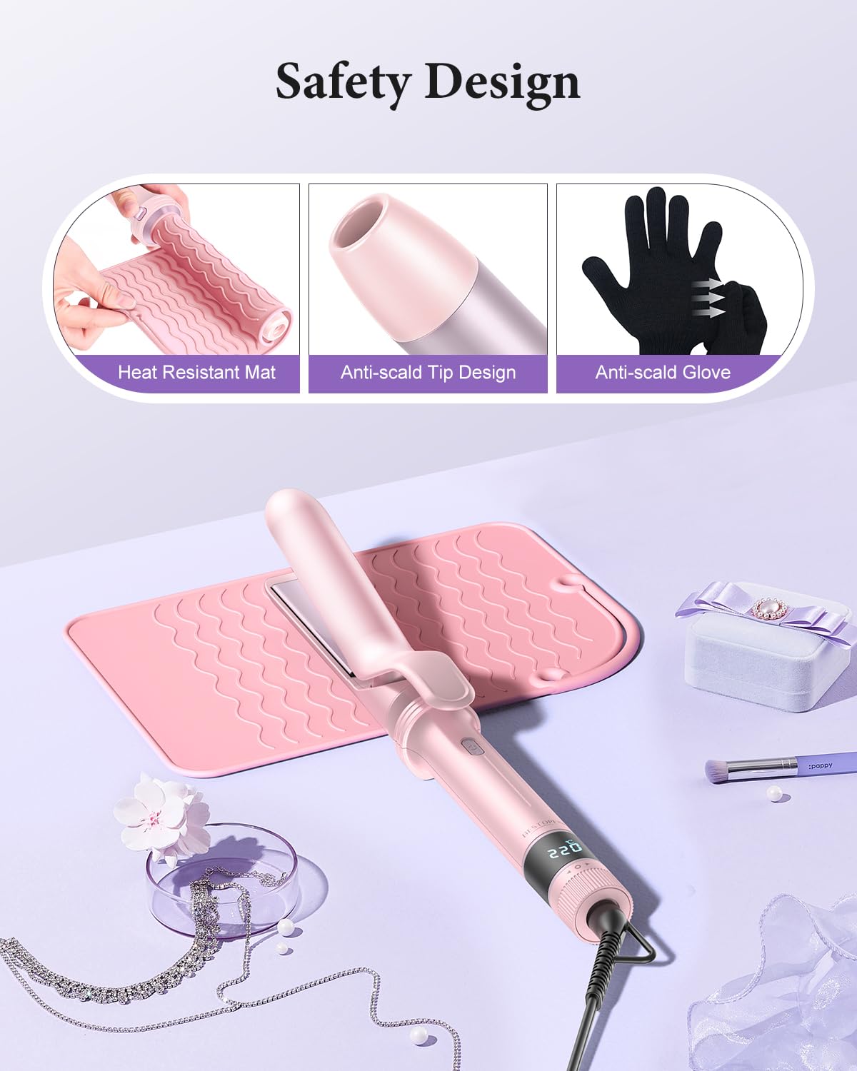 BESTOPE PRO 5-in-1 Hair Styling Set: Curling Wand, Straightener, Thermal Brush & 13 Temp Controls 6