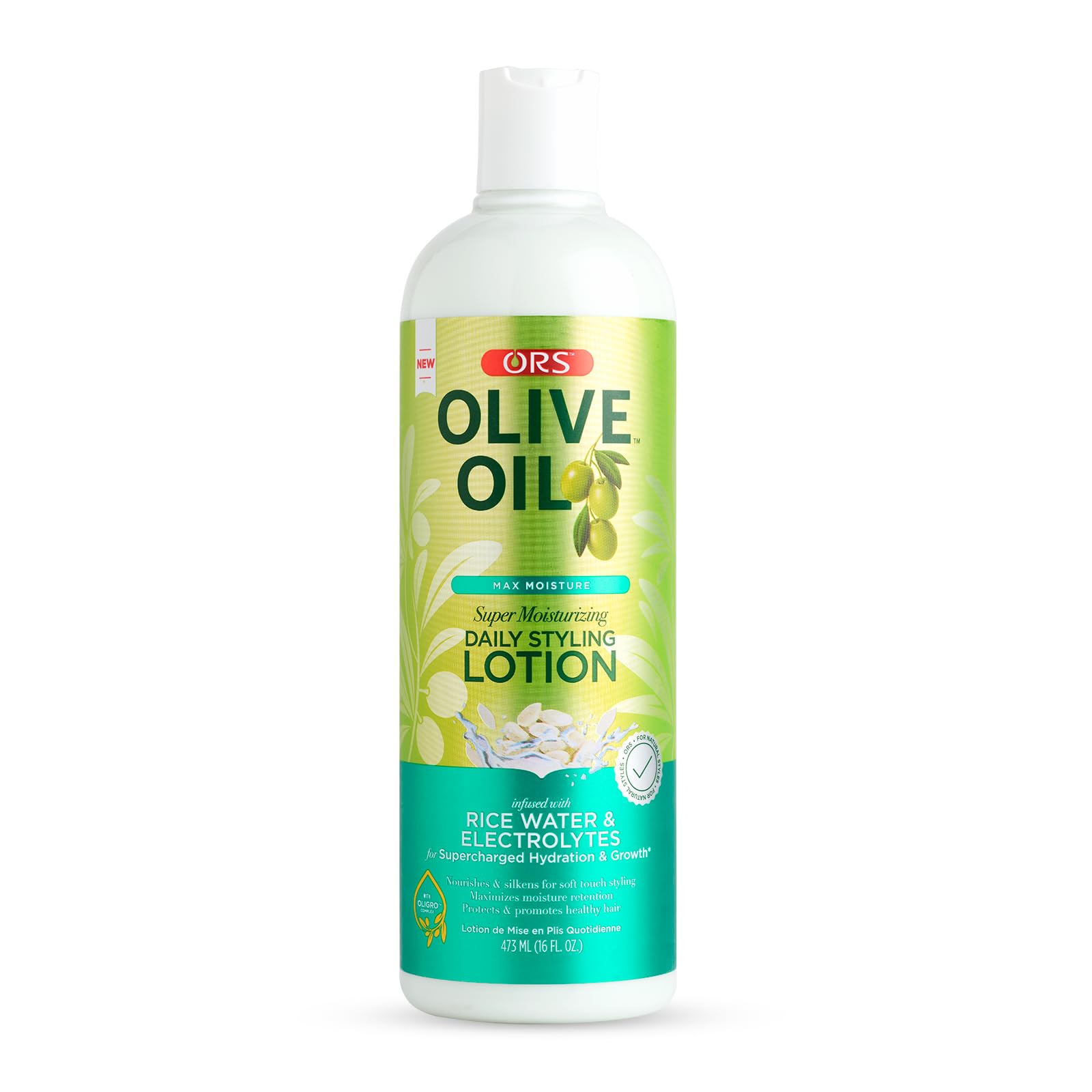 ORS Olive Oil Daily Styling Leave-In Lotion with Rice Water & Electrolytes - 473ml