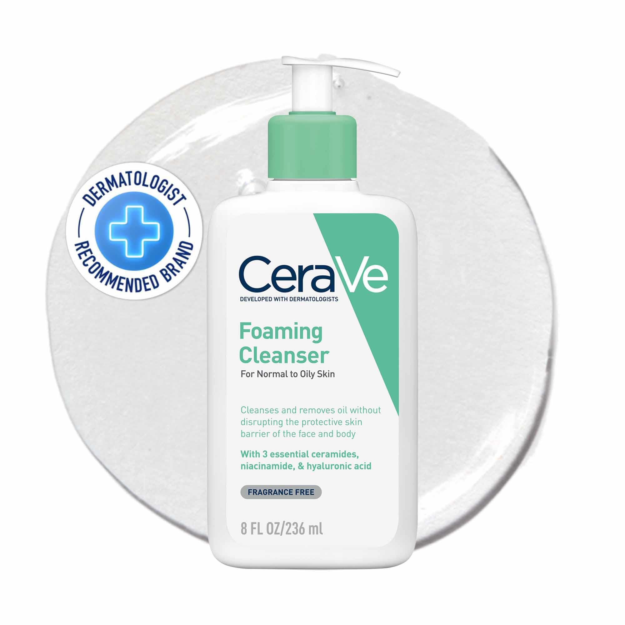 CeraVe Foaming Cleanser for Face & Body with Ceramides, Niacinamide & Hyaluronic Acid (236 ml)