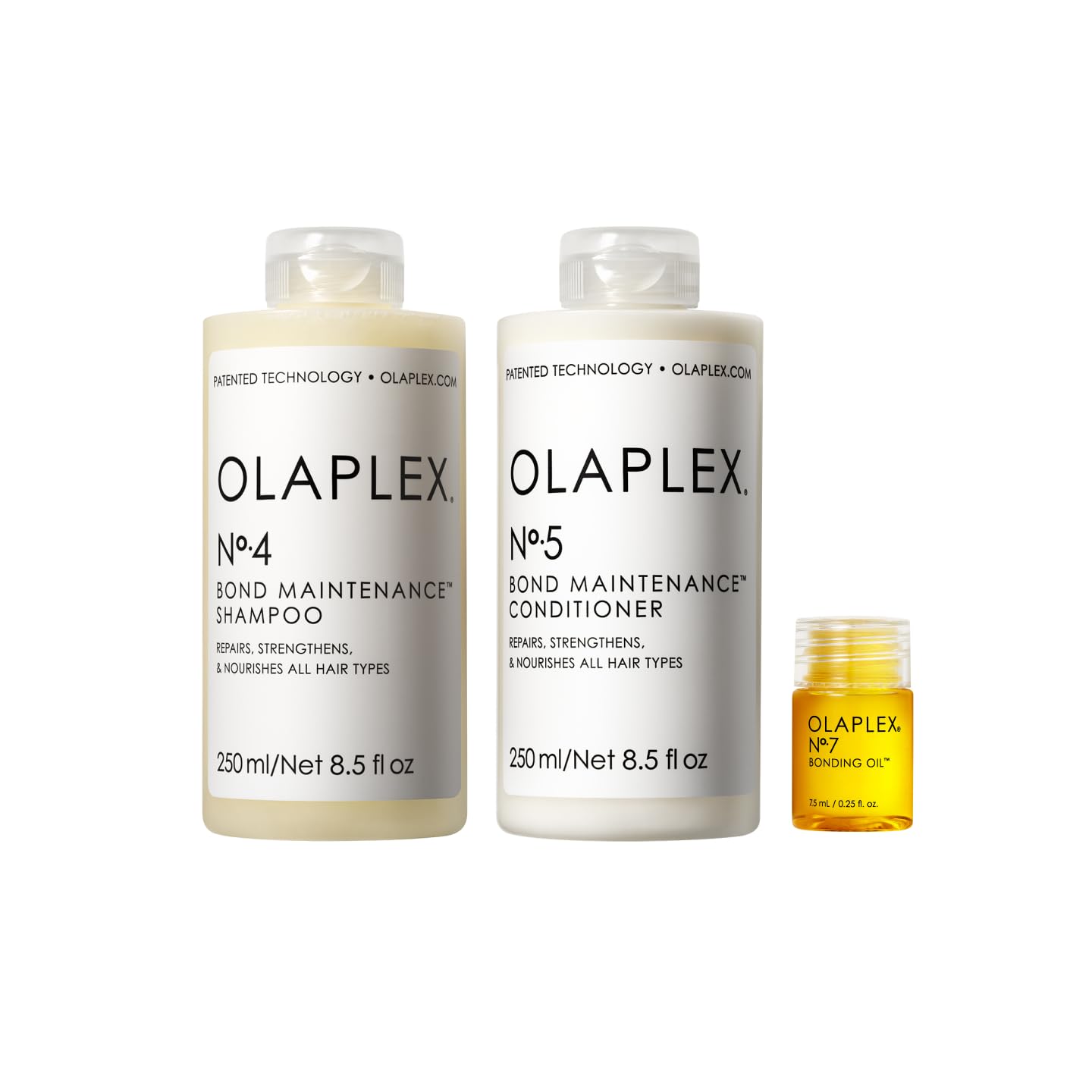 OLAPLEX Wash and Shine Hair Kit: No. 4 Shampoo, No. 5 Conditioner & No. 7 Oil Set