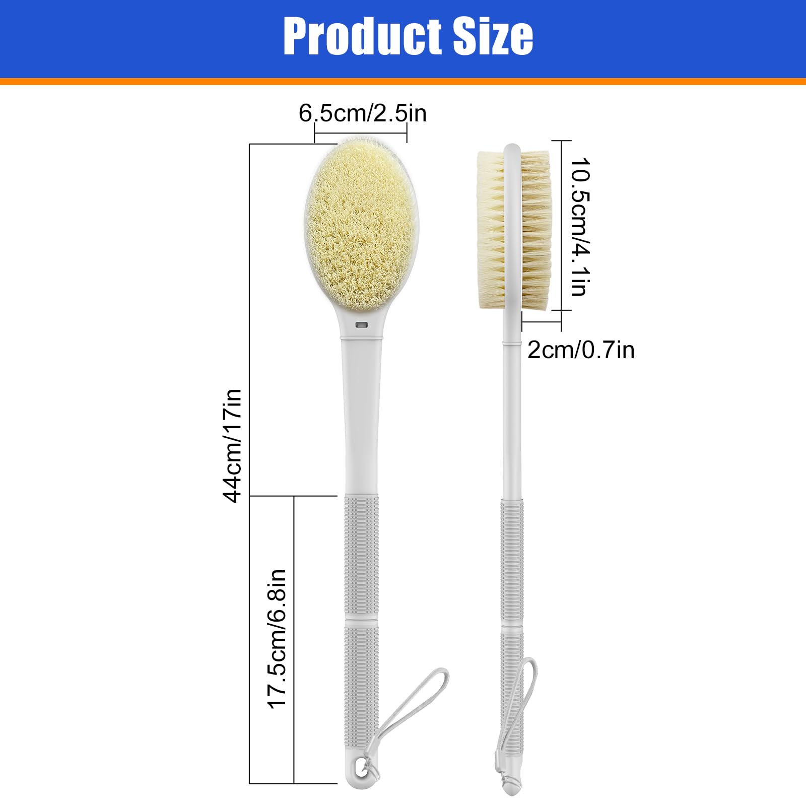 MOXYOY Dual-Sided Back Scrubber with 44cm Anti-Slip Handle for Exfoliation 4