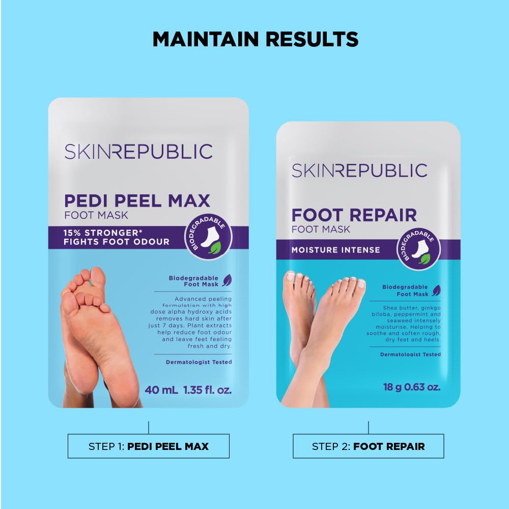 Skin Republic Pedi Foot Peel Max with 15% Stronger Acids for Cracked Heels & Odor 6