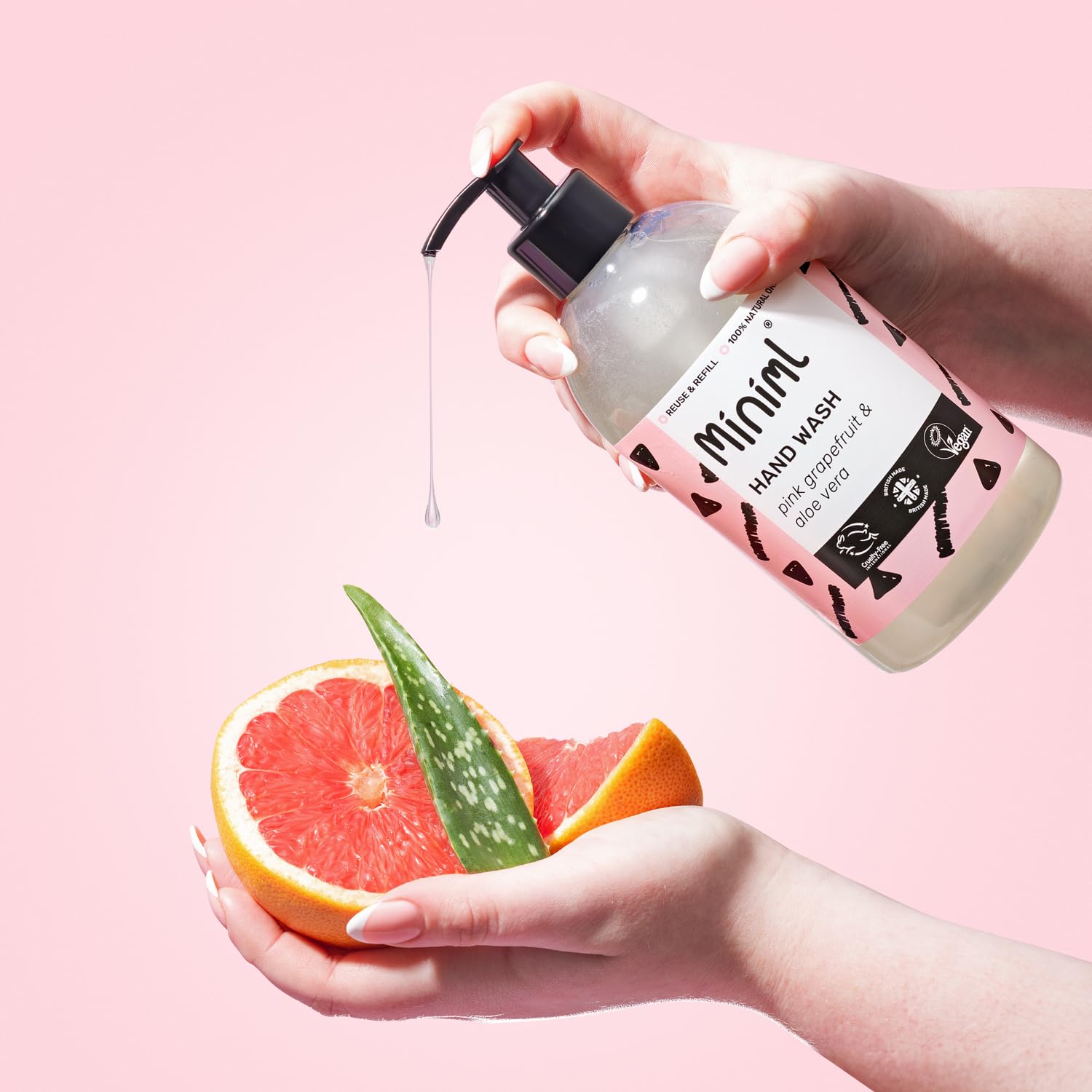 Miniml Pink Grapefruit & Aloe Vera Hand Soap Liquid, 500ml - Vegan, Eco-Friendly Wash for Sensitive Skin 6