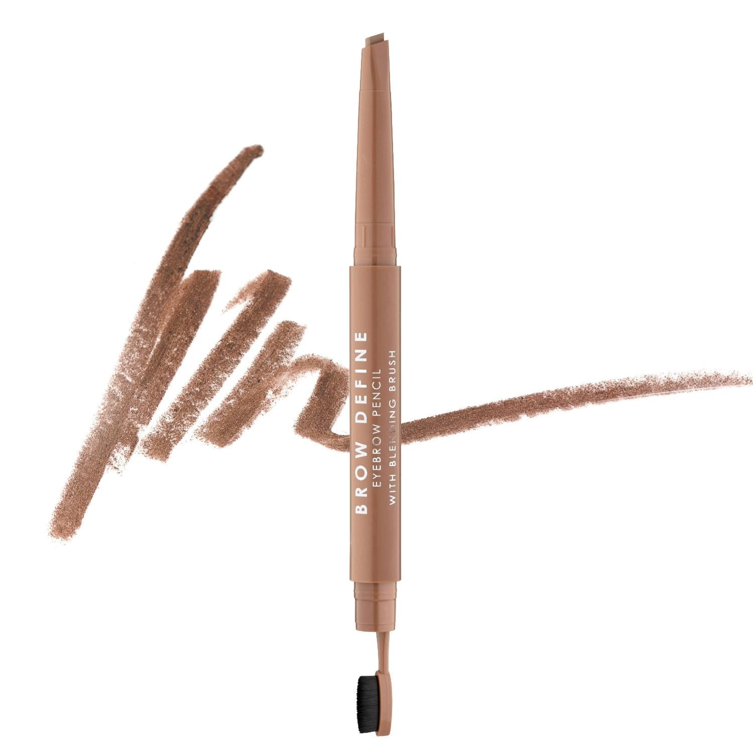 MUA Makeup Academy Brow Define Angled Eyebrow Pencil with Blending Brush, Light Brown, 0.25 g