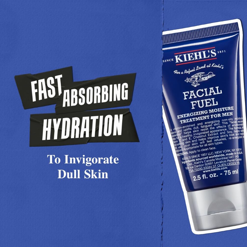 Kiehl's Facial Fuel Feuchtigkeitscreme für Männer, vitaminreiche, nicht fettende Gesichtscreme, belebt und revitalisiert fahle Haut mit Koffein, Vitamin C und E, 75 ml 3