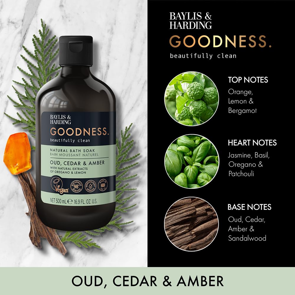 Baylis & Harding Goodness Oud, Cedar & Amber Bath Soak, 500 ml (Pack of 3) 3