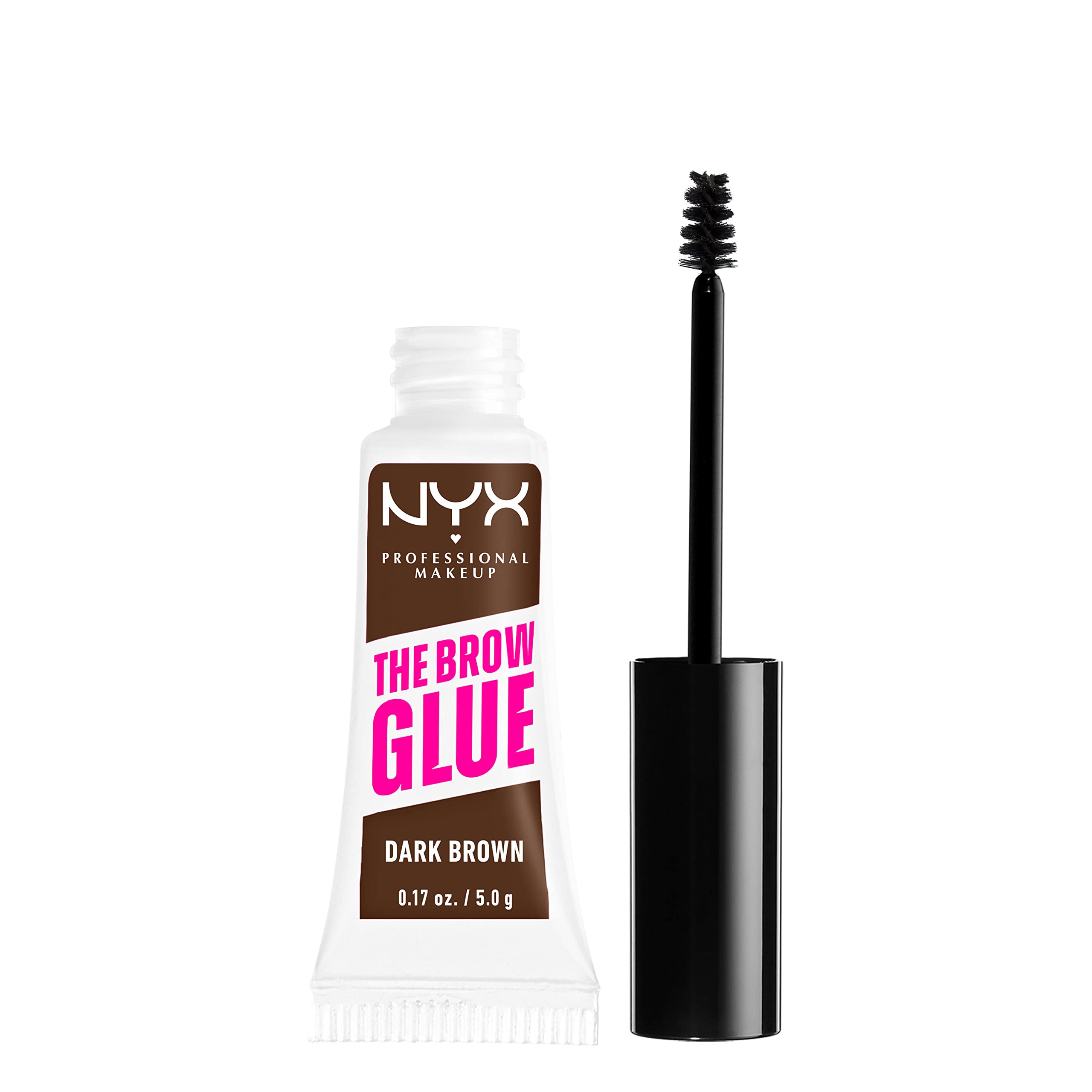 NYX Professional Makeup The Brow Glue Tinted Eye Brow Gel for Laminated Look, Dark Brown, 24 Hour Hold 8