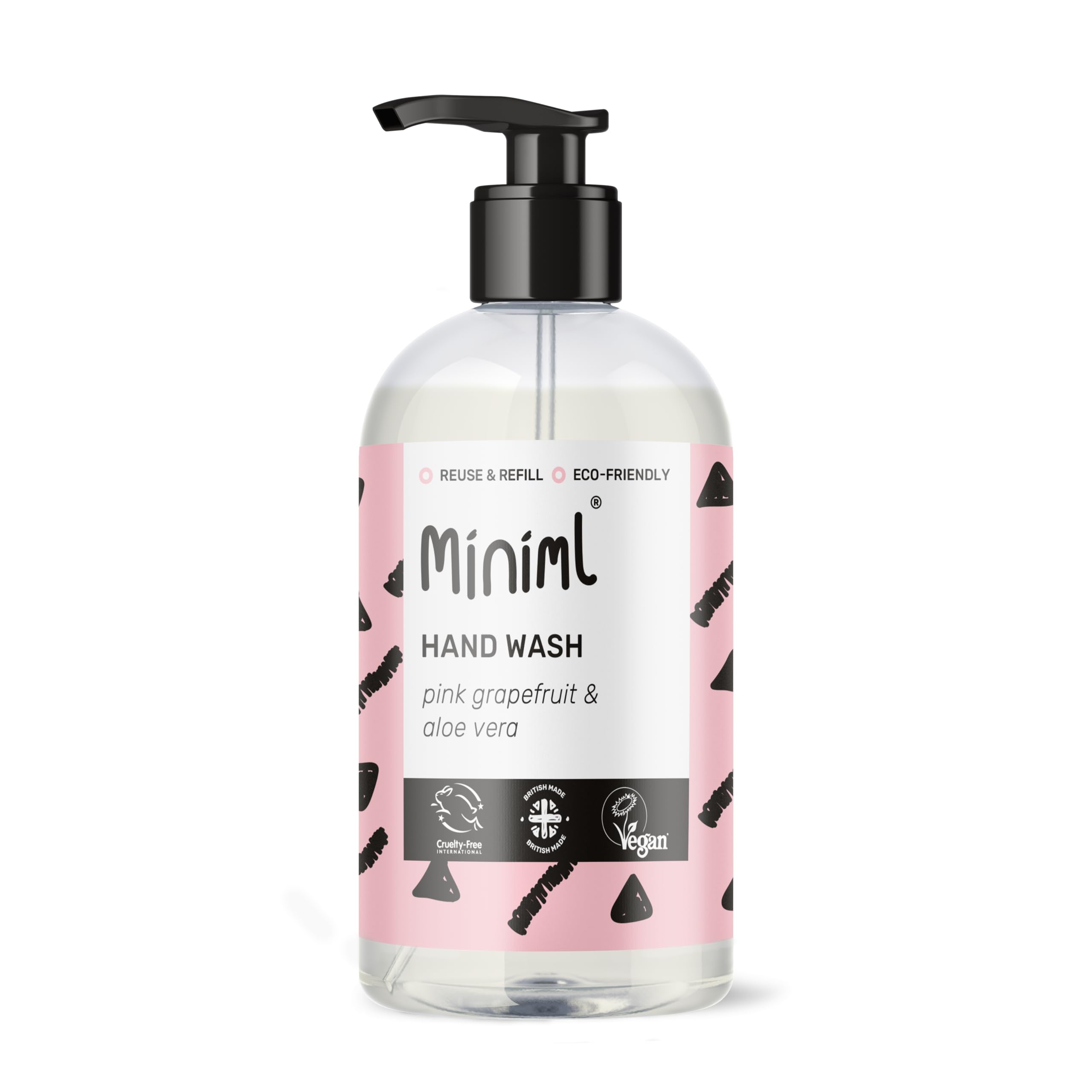 Miniml Pink Grapefruit & Aloe Vera Hand Soap Liquid, 500ml - Vegan, Eco-Friendly Wash for Sensitive Skin