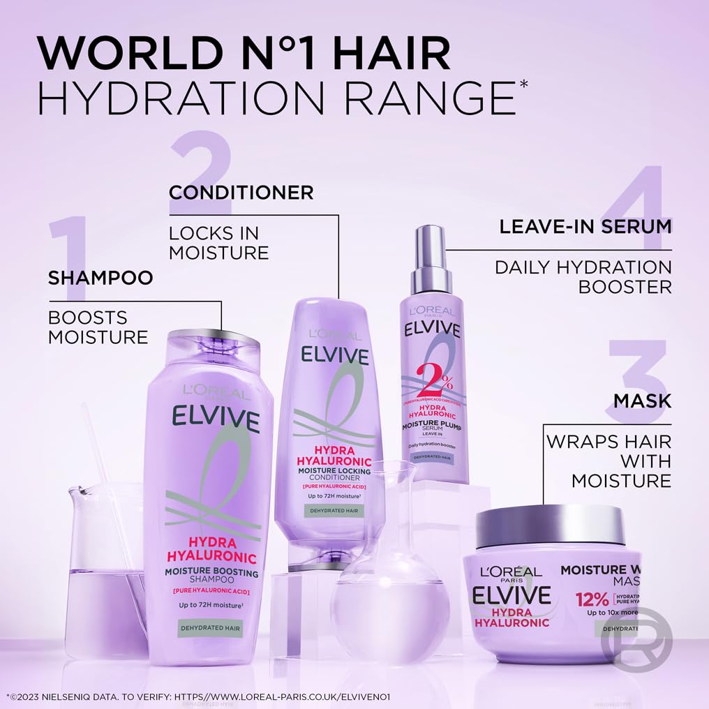 L'Oréal Paris Elvive Hydra Hyaluronic Feuchtigkeitsspendendes Shampoo mit Hyaluronsäure 8