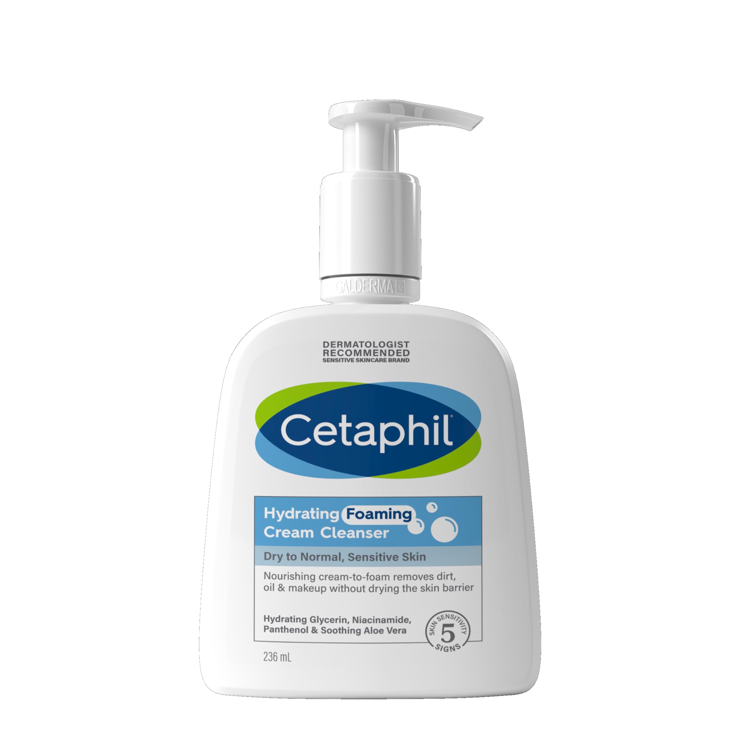 Cetaphil Hydrating Foaming Cream Cleanser and Makeup Remover, 236ml