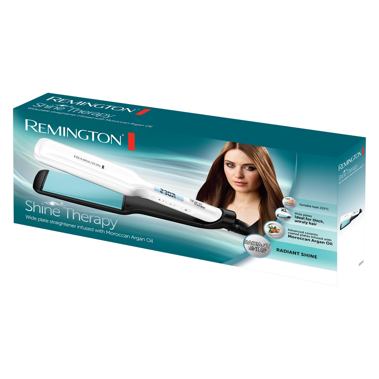 Remington Shine Therapy Wide Plate Hair Straightener S8550 with Argan Oil 8