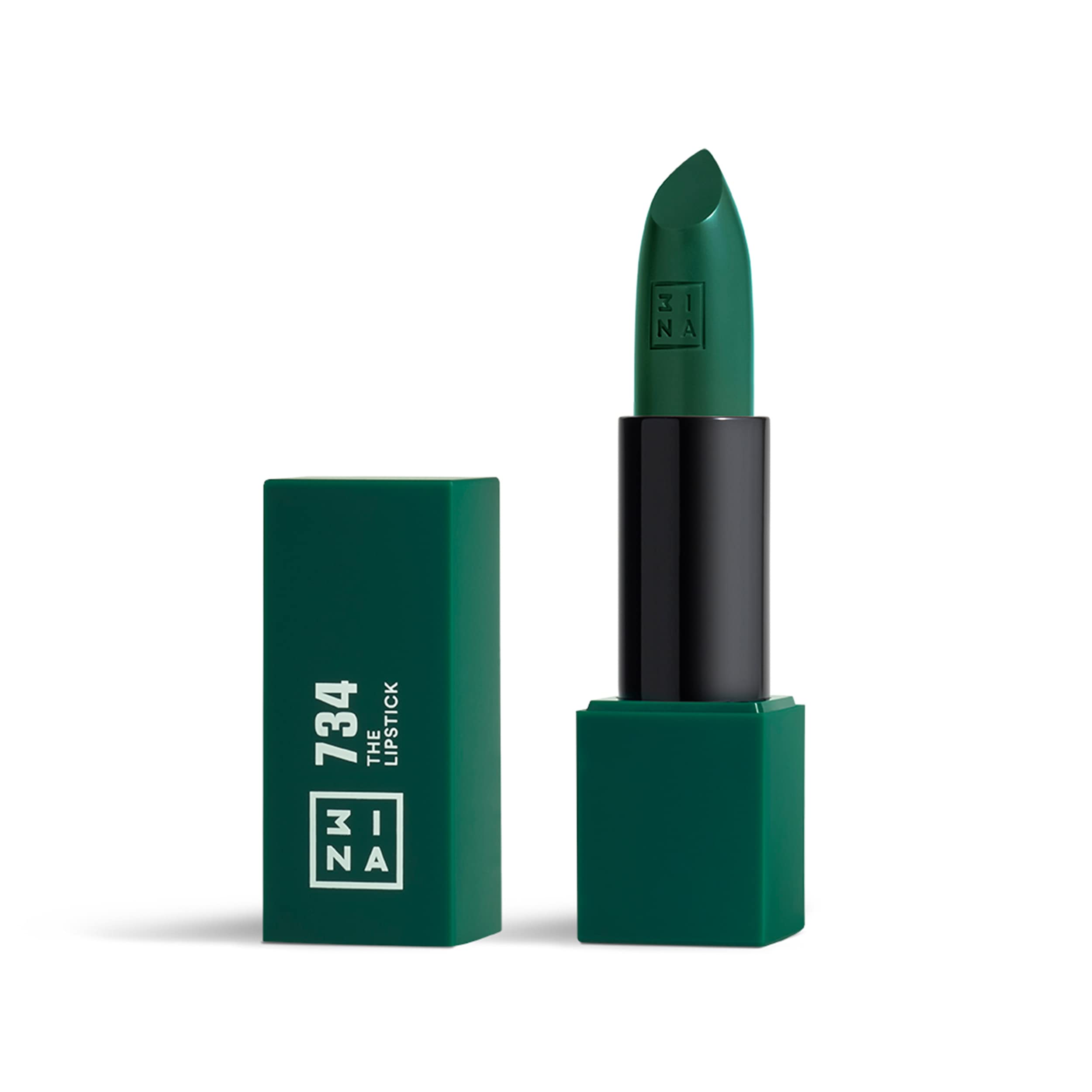 3INA The Lipstick 734 Green - Long Lasting Matte Creamy Lip Colour with Vitamin E & Shea Butter