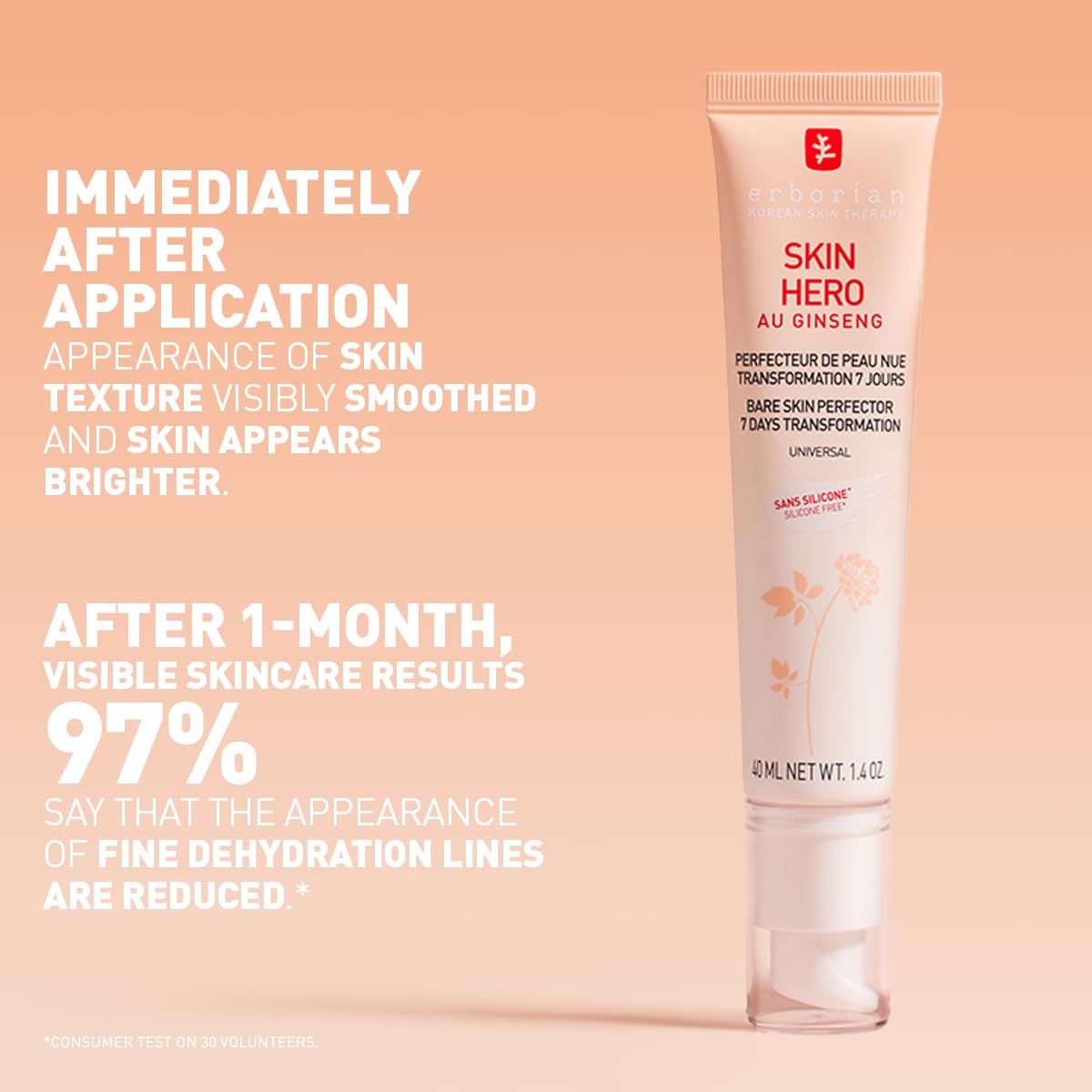 Erborian Skin Hero with White Ginseng Untinted Face Care for Bare Skin Perfection 4