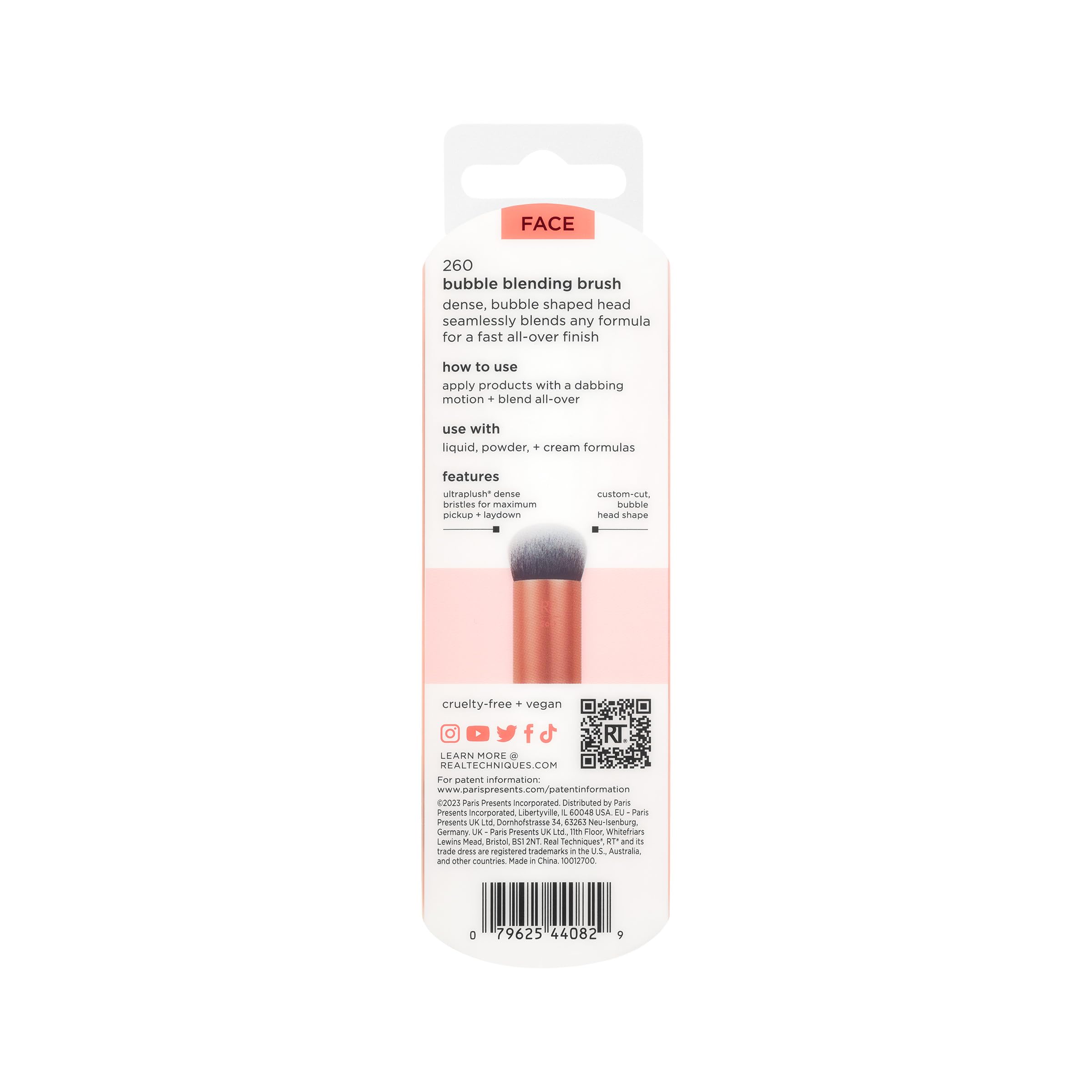 Real Techniques Bubble Blending Makeup Brush, vielseitiger Gesichtspinsel für flüssige, cremige und pudrige Produkte, mit einzigartigem Bläschenkopf, synthetischen Borsten, vegan, tierversuchsfrei, 1 Stück 13