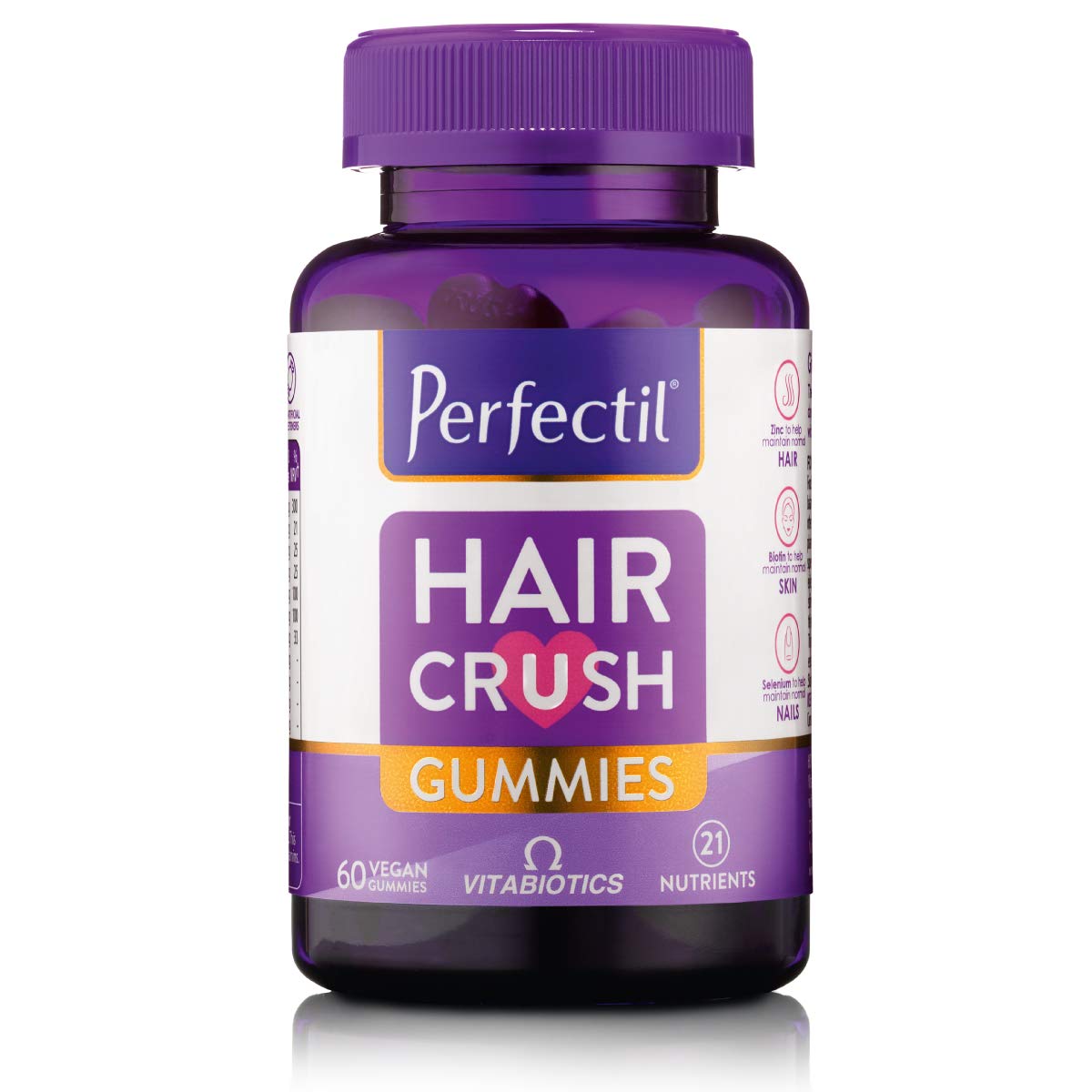 Perfectil Hair Crush Vegan Hair Vitamins - 60 Chewable Gummies for Hair Growth