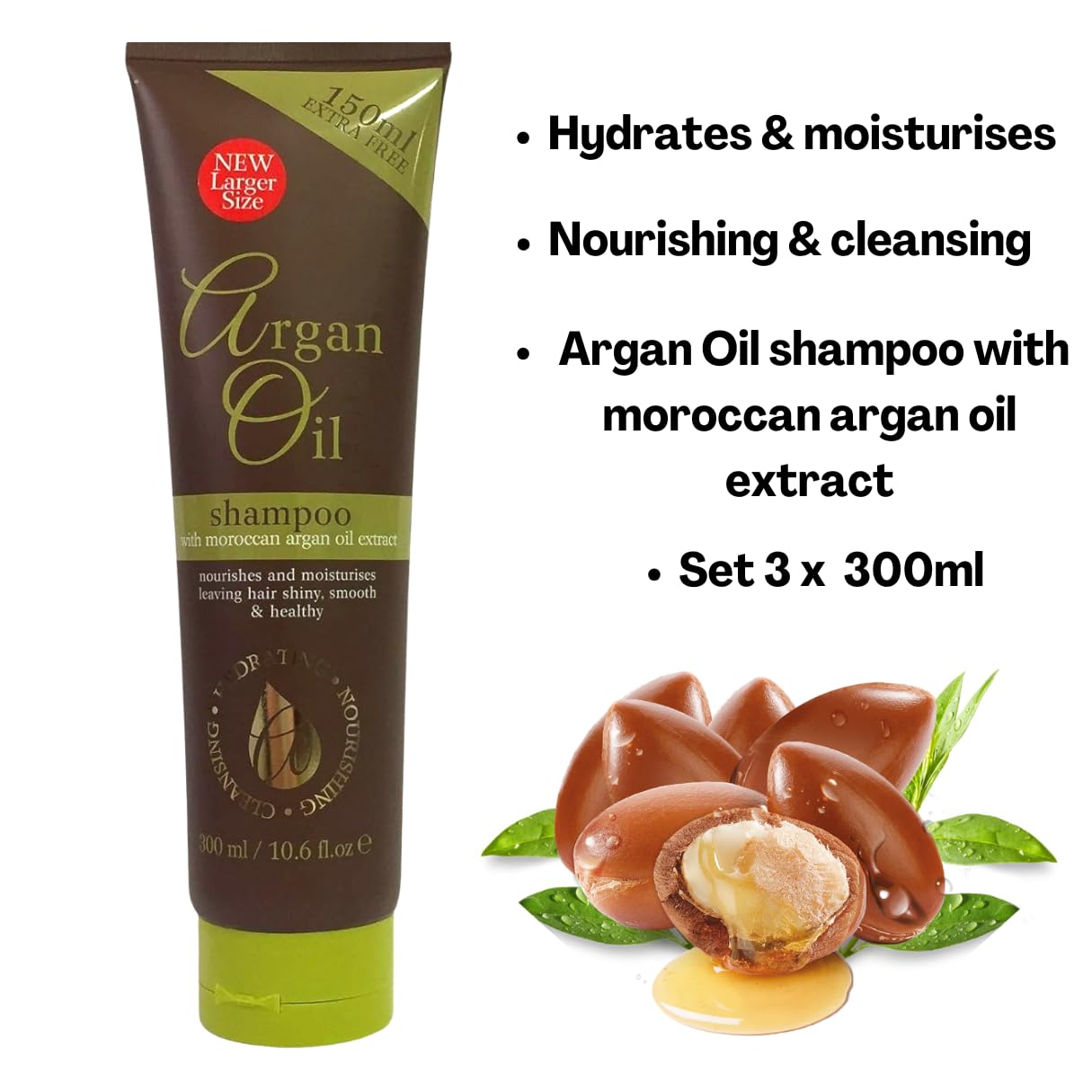 Argan Oil Extract Argan Oil Shampoo 300ml - Three Pack Value Set