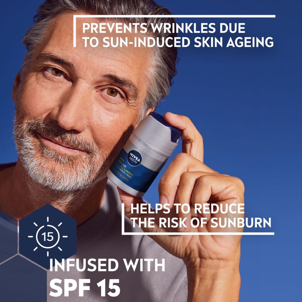 NIVEA MEN Anti-Age Hyaluron SPF15 Moisturising Cream for Wrinkle Reduction & Firming (50ml) 3