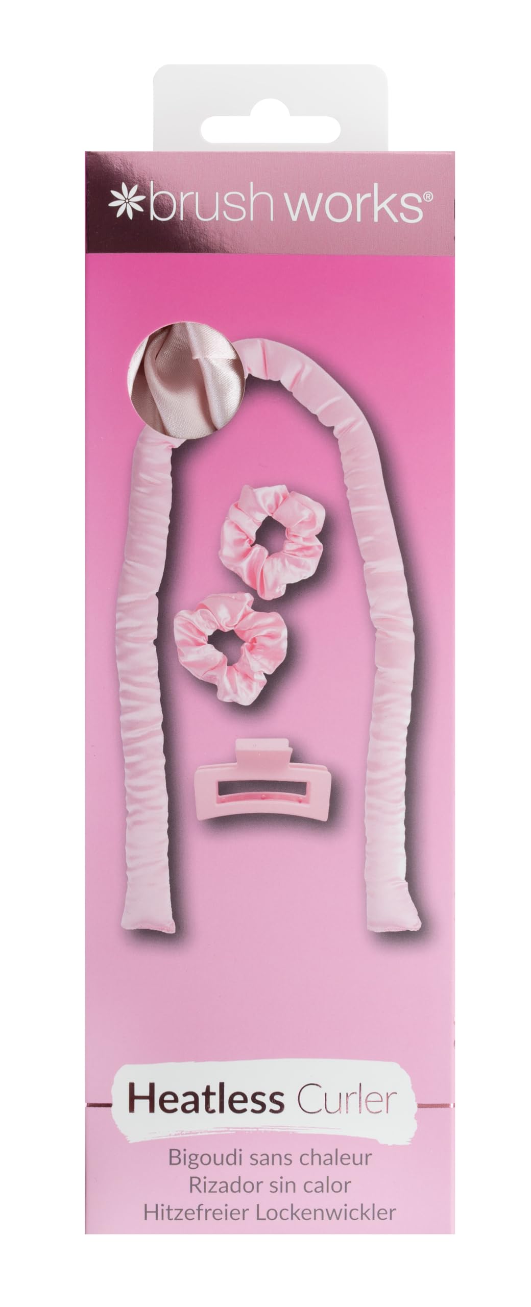 Brushworks Heatless Hair Curler Overnight No-Heat Curling Rod Set with Satin Scrunchies