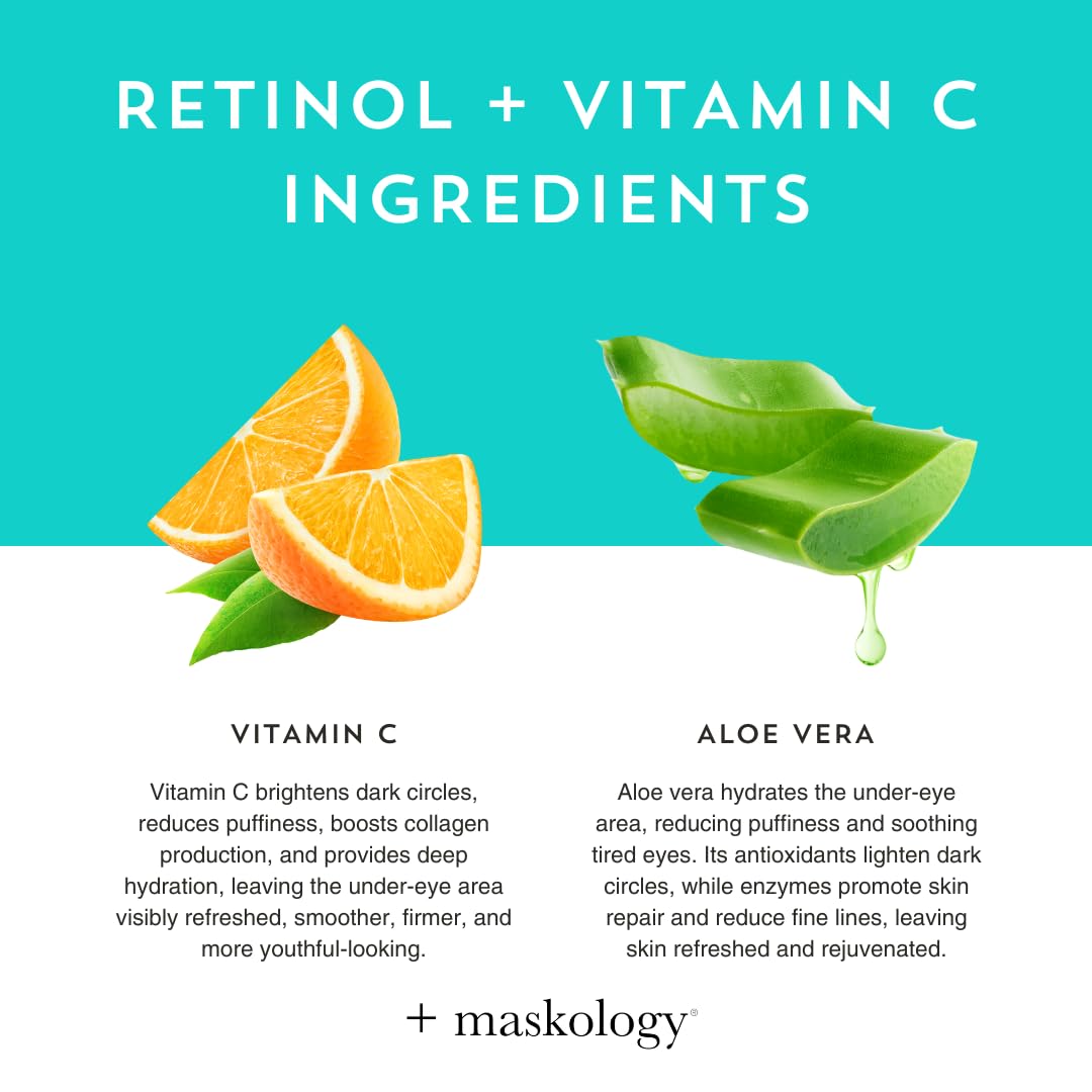 MASKOLOGY Retinol + Vitamin C Professional Under Eye Mask Patches for Brightening and Fine Lines 5