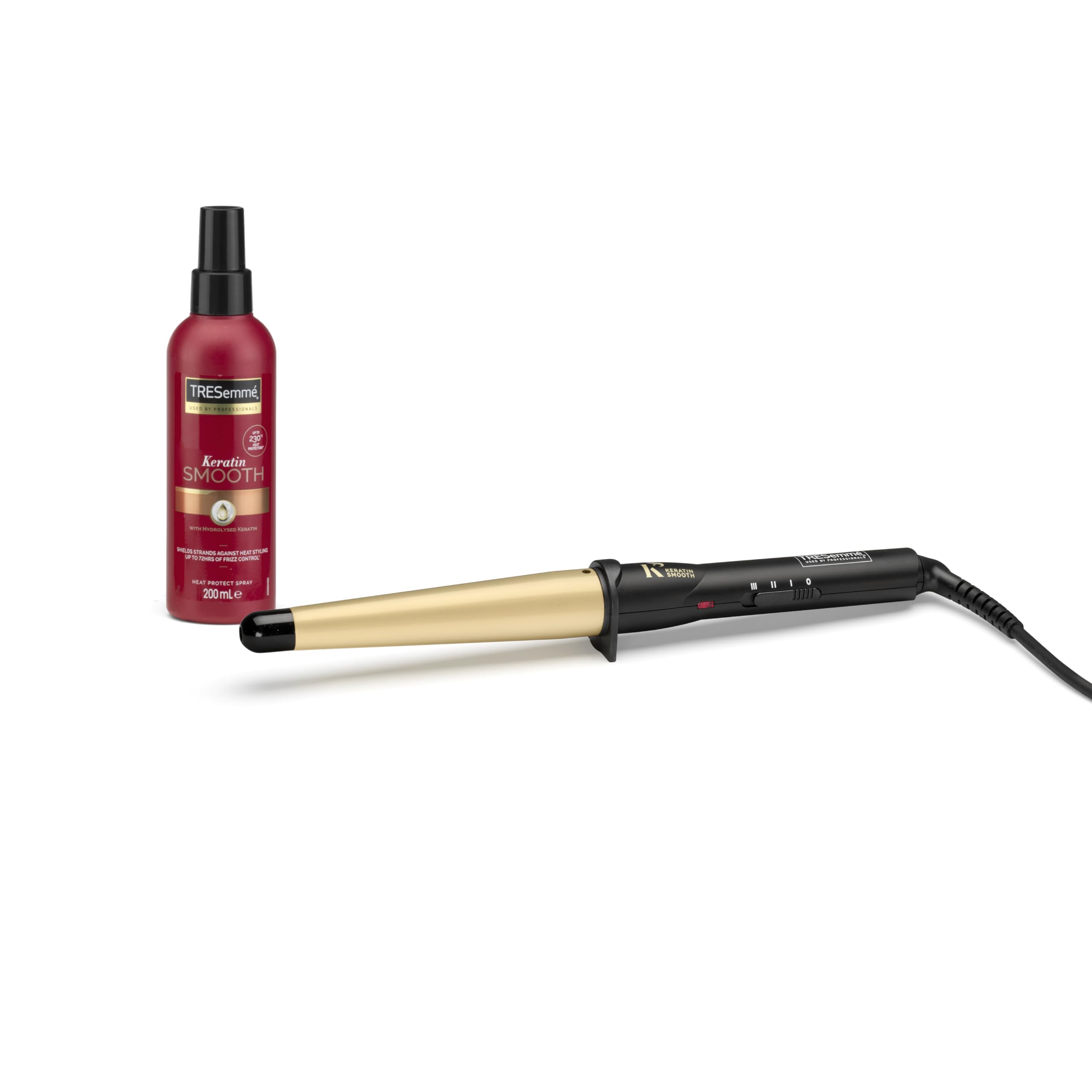 TRESemmé Keratin Smooth Waving Wand with Conical Ceramic Barrel and Heat Protection Spray