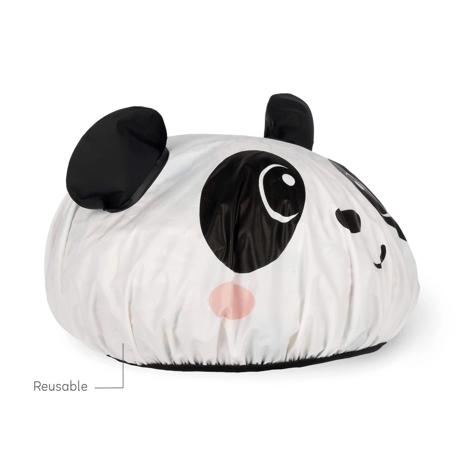 LEGAMI The Shower Must Go On Reusable Waterproof Panda Shower Cap with Elastic Edge 4