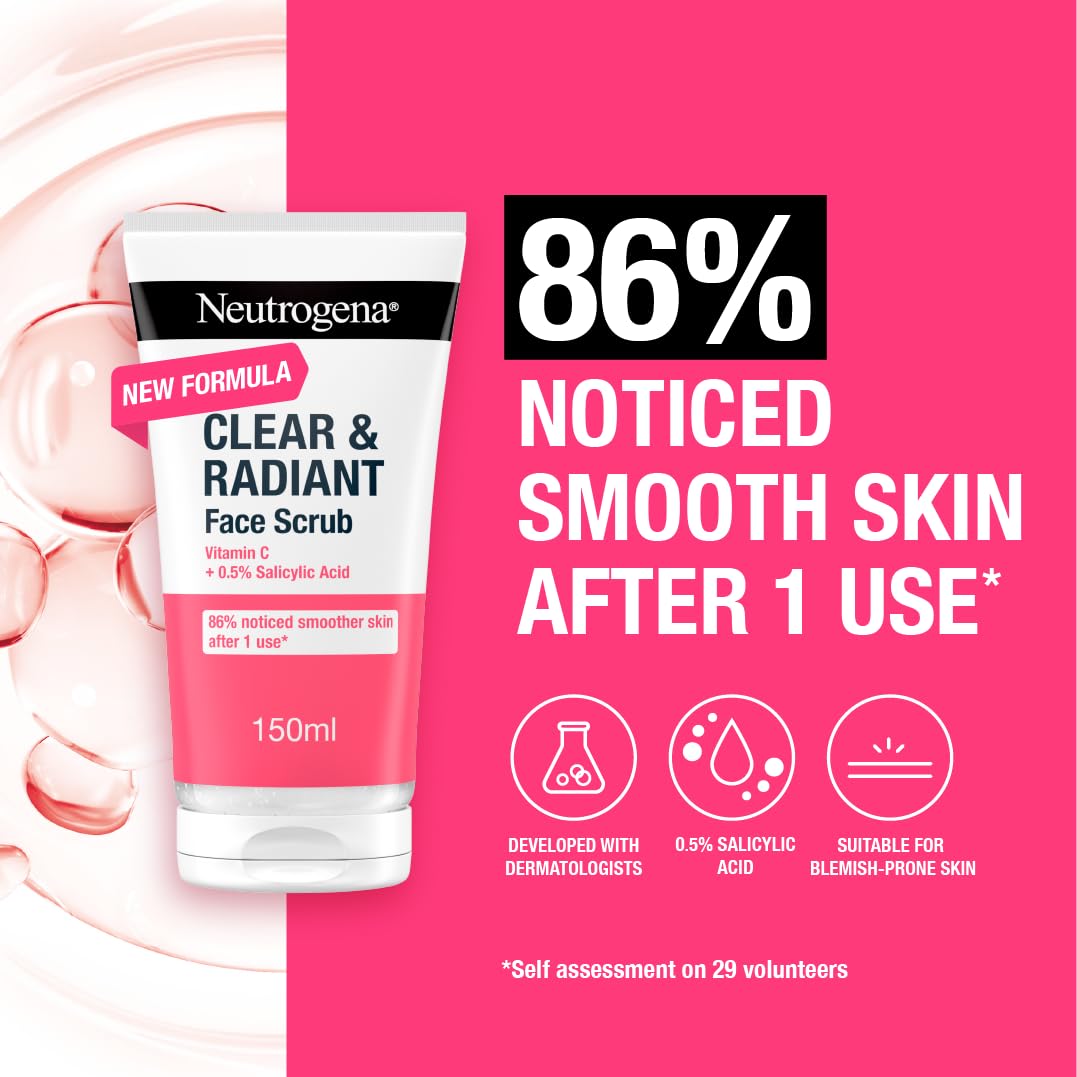 Neutrogena Clear & Radiant Daily Face Scrub with Vitamin C & Salicylic Acid, 150ml