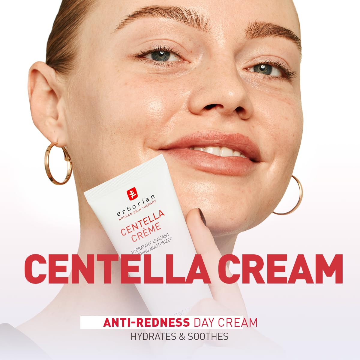 Erborian Centella Cream with Hyaluronic Acid - Anti-Redness Day Cream, Hydrating & Soothing, 50 ml