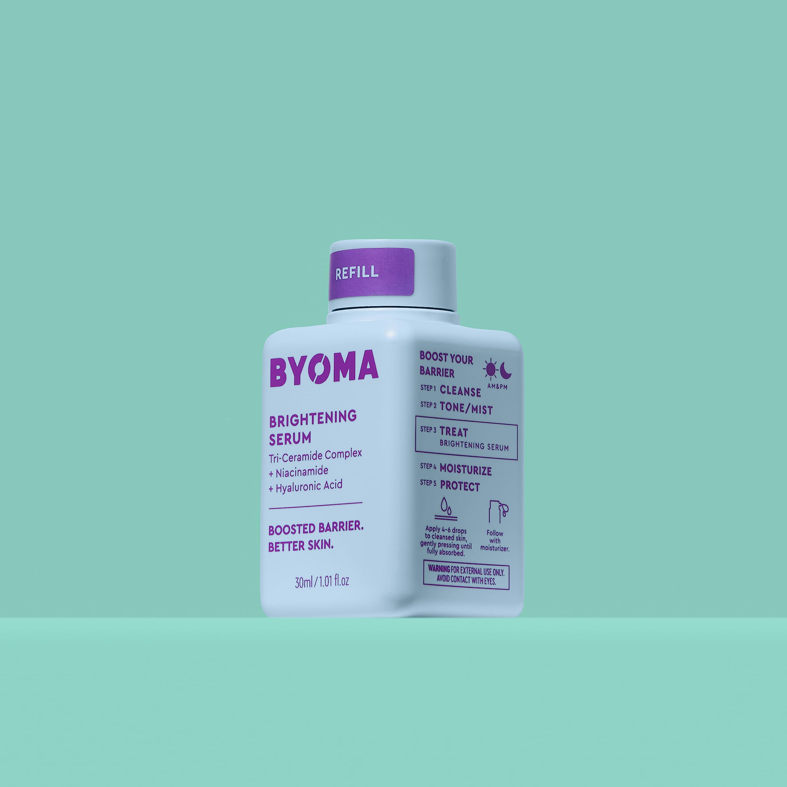 BYOMA Brightening Serum Refill (30ml) with Hyaluronic Acid, Niacinamide & Ceramides 3