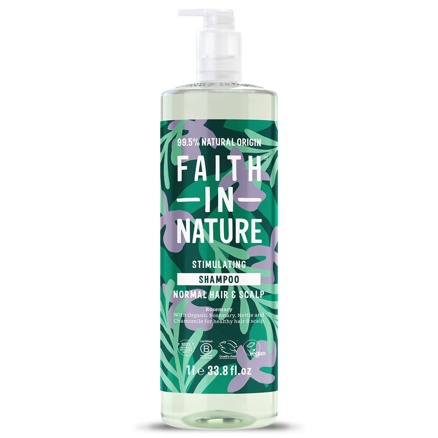 Faith In Nature 1L Natürliches Rosmarin-Shampoo, stimulierend für normales Haar &amp;