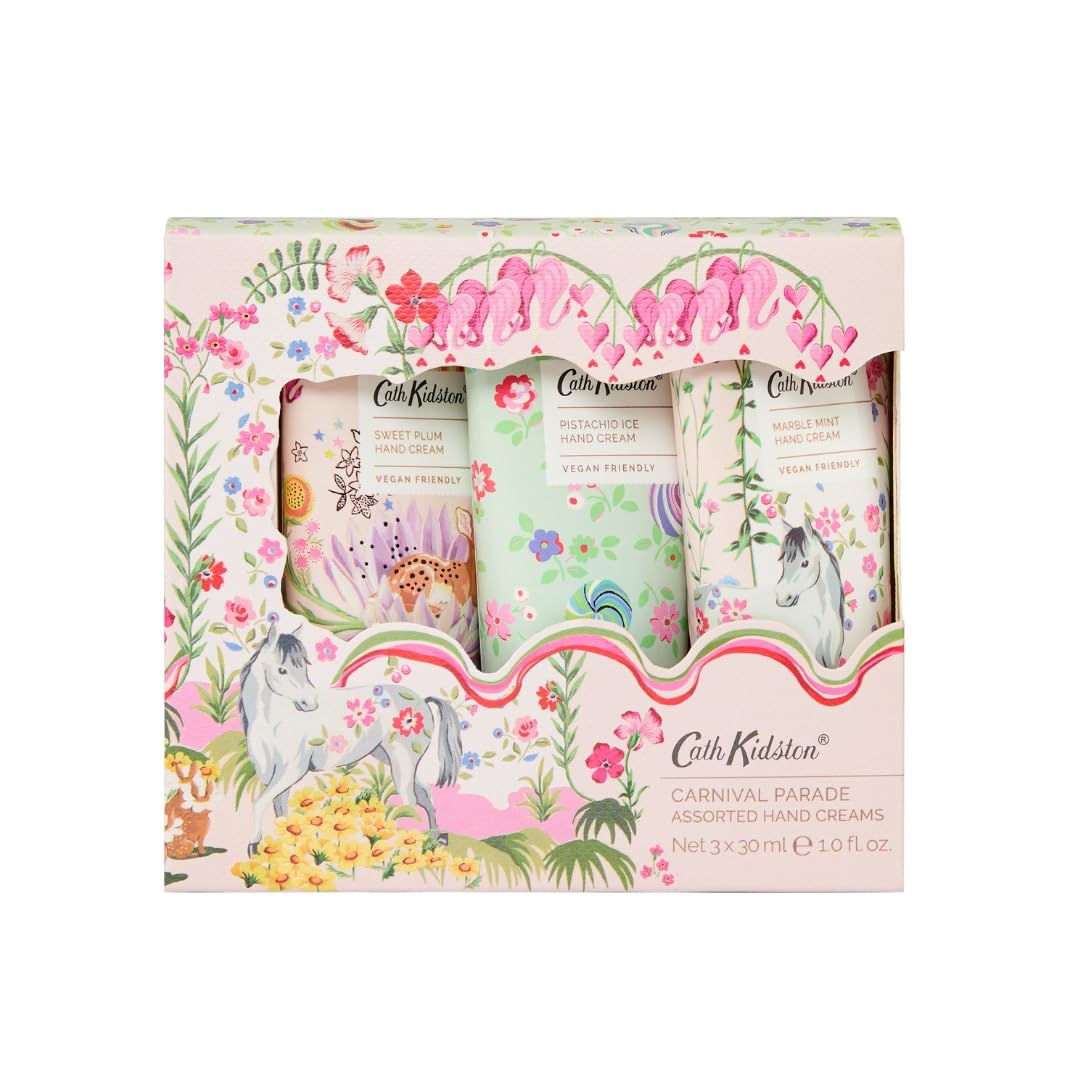 Cath Kidston Vegan Hand Cream Trio Gift Set with Shea Butter - 3 x 30ml