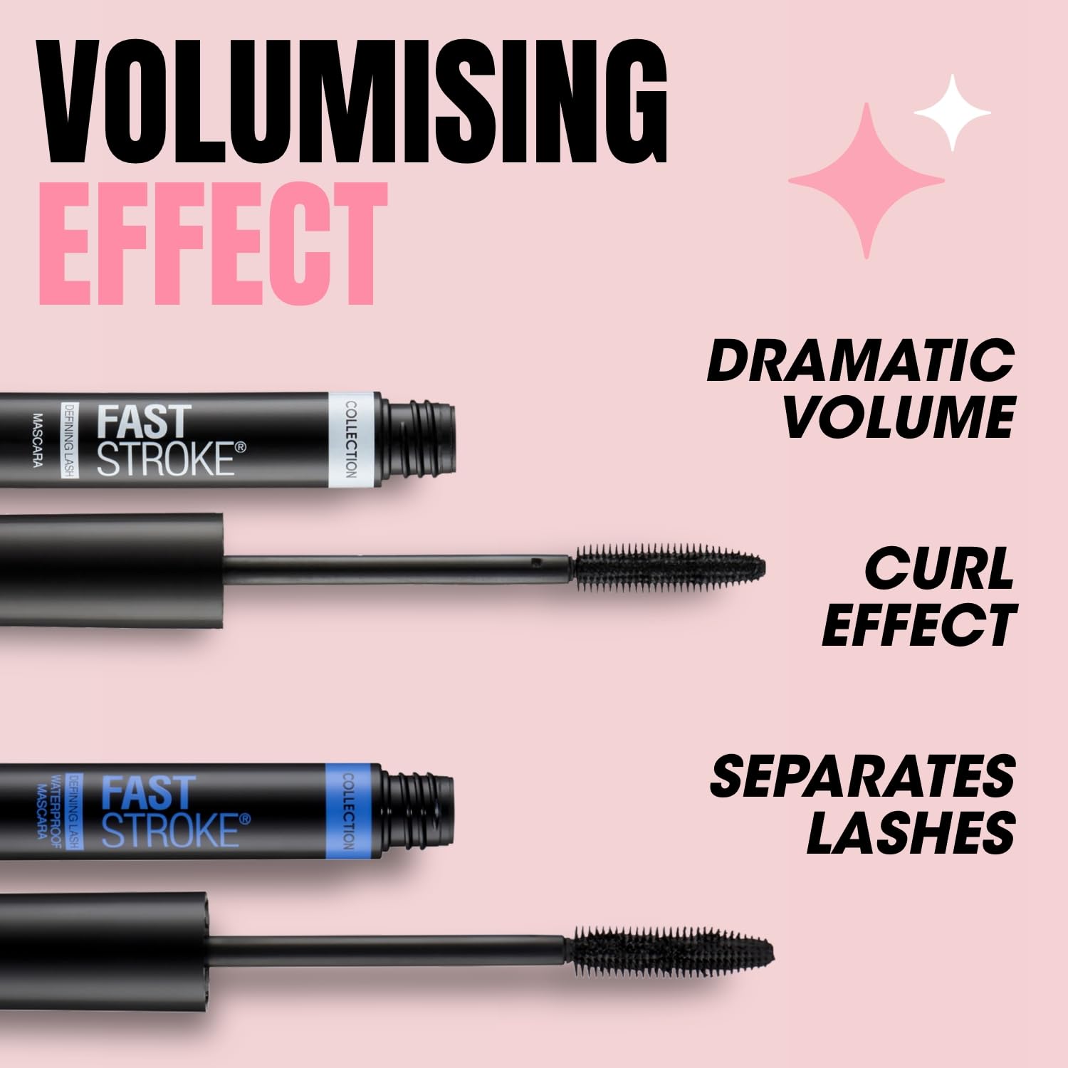Collection Cosmetics Fast Stroke Defining Mascara, Volumising, Curling, Ultra-Black, 9ml 4