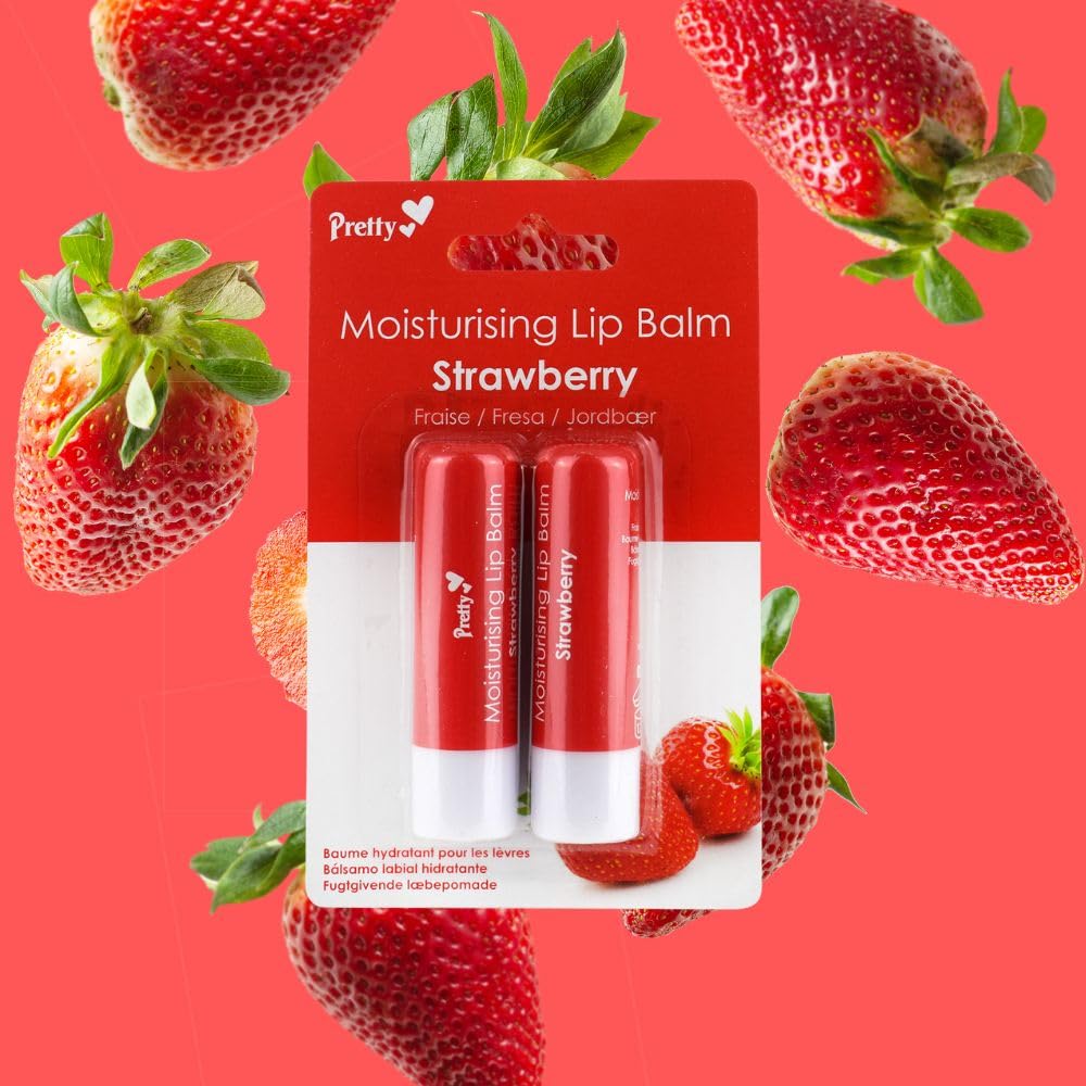 Pretty Strawberry Moisturising Lip Balm - Twin Pack for Soft, Smooth Lips 3