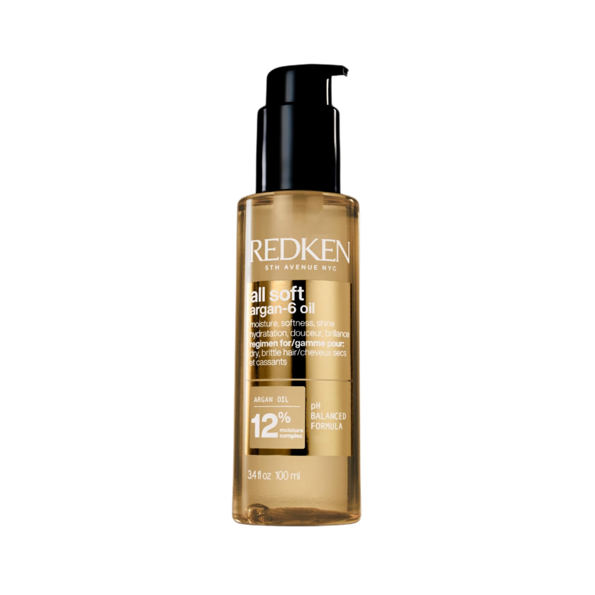 Redken All Soft Argan-6 Oil Leave-In Treatment Multi-Benefit Oil for Dry, Brittle Hair