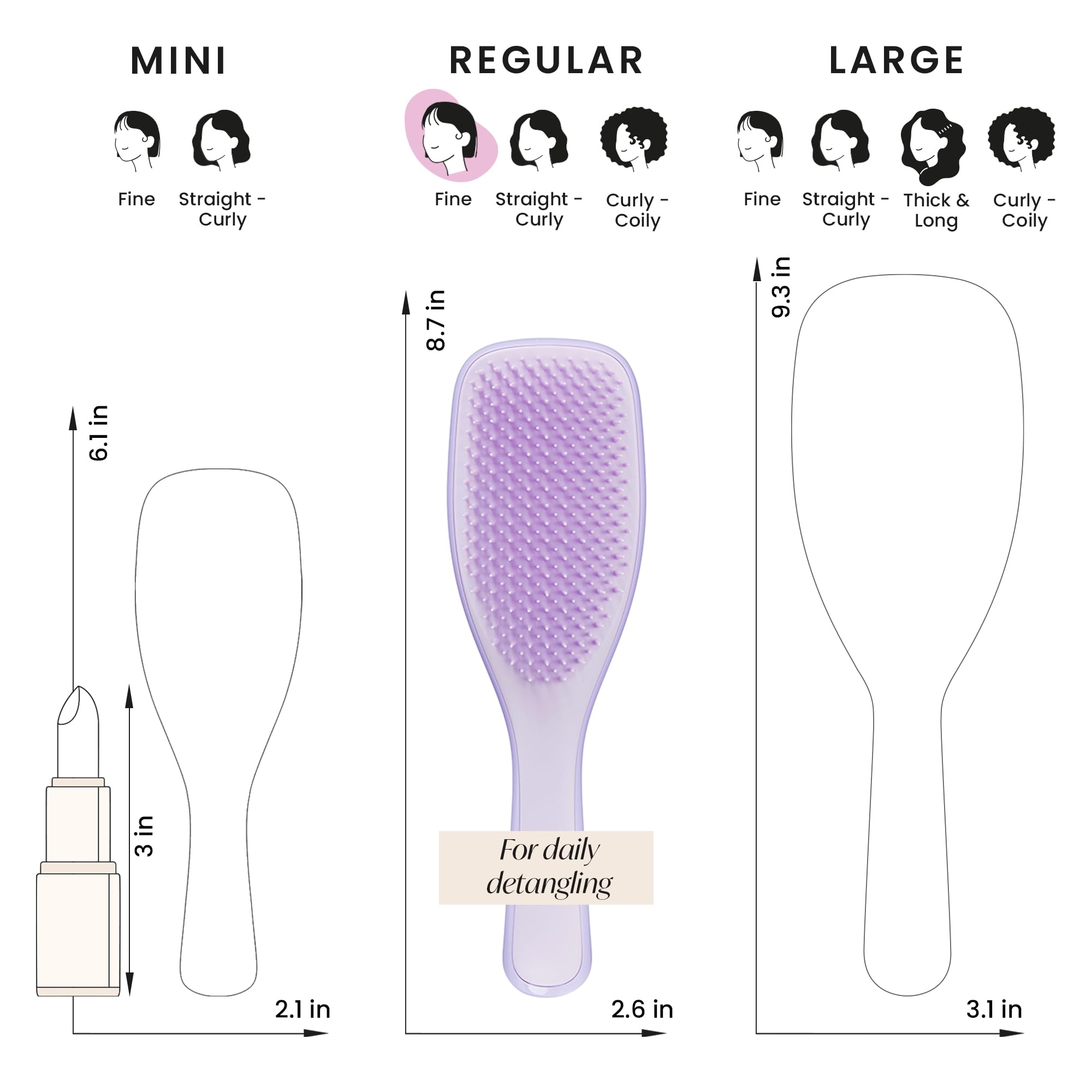Tangle Teezer Fine and Fragile Ultimate Detangler Haarbürste für coloriertes, feines und dünnes Haar – Zweistufige, weiche Flex-Zinken reduzieren Haarbruch und Ziepen – Sanft zu empfindlichem Haar – Hypnotic Heather 7