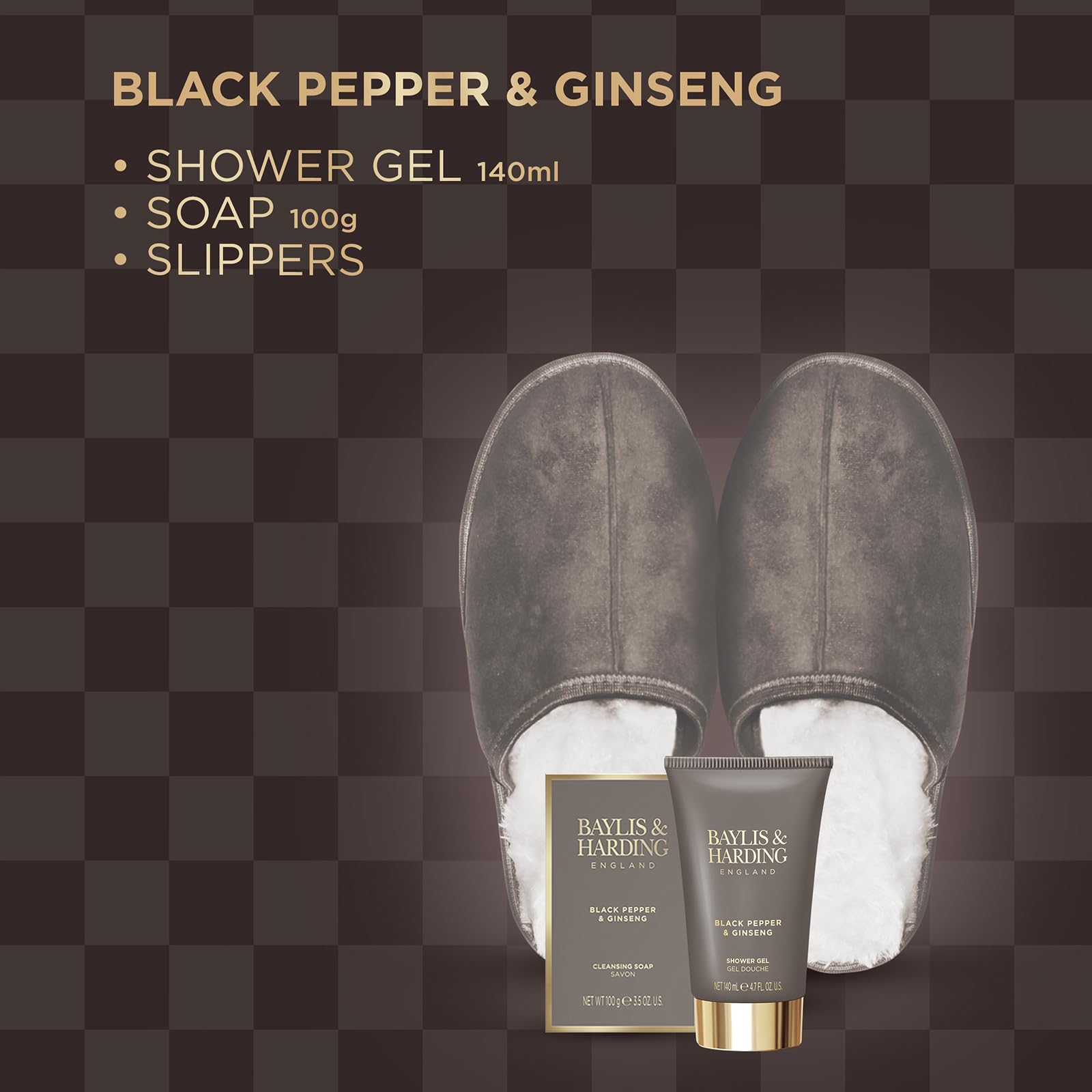 Baylis & Harding Black Pepper & Ginseng Men's Luxury Slipper Gift Set - Vegan Friendly 3