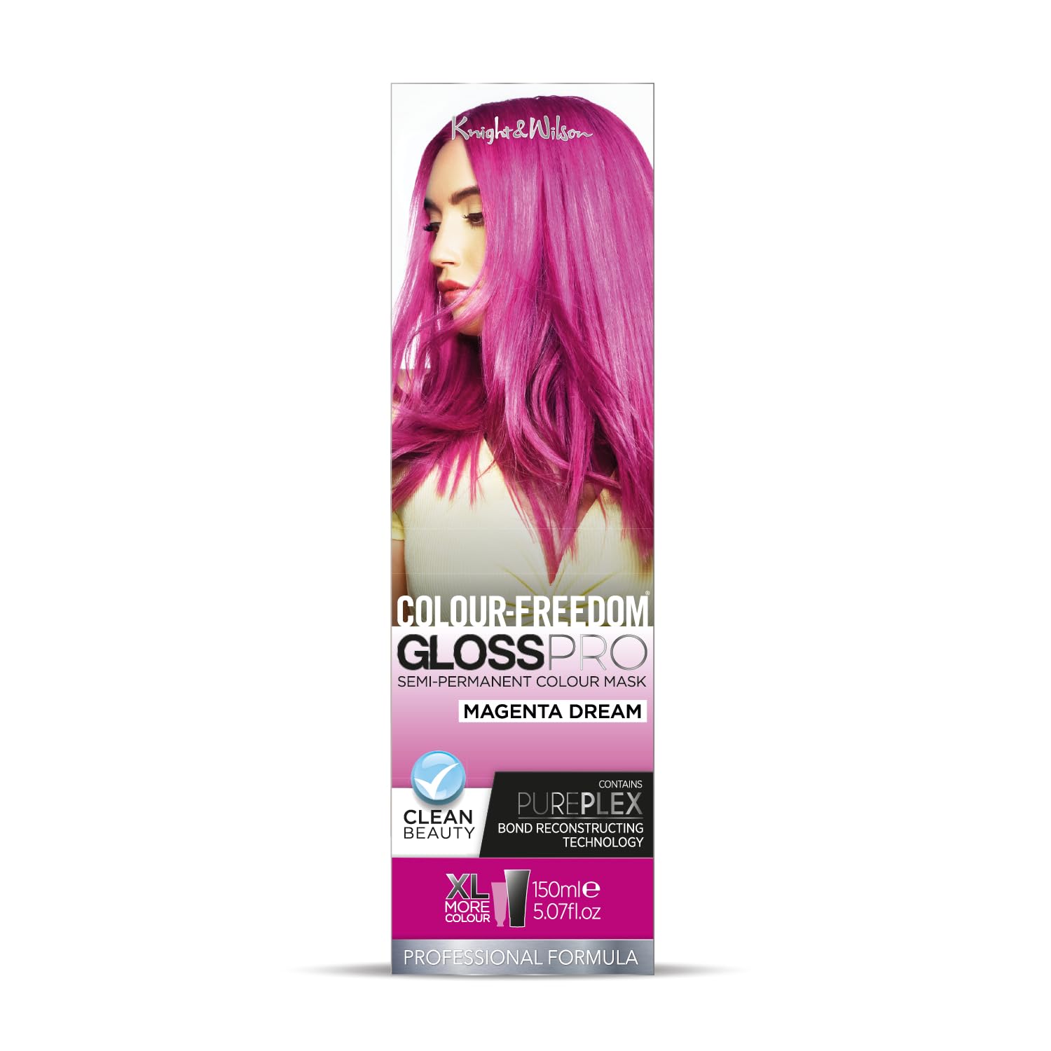 Knight & Wilson Colour-Freedom Gloss Pro Magenta Semi-Permanent Hair Colour 150ml with PurePlex