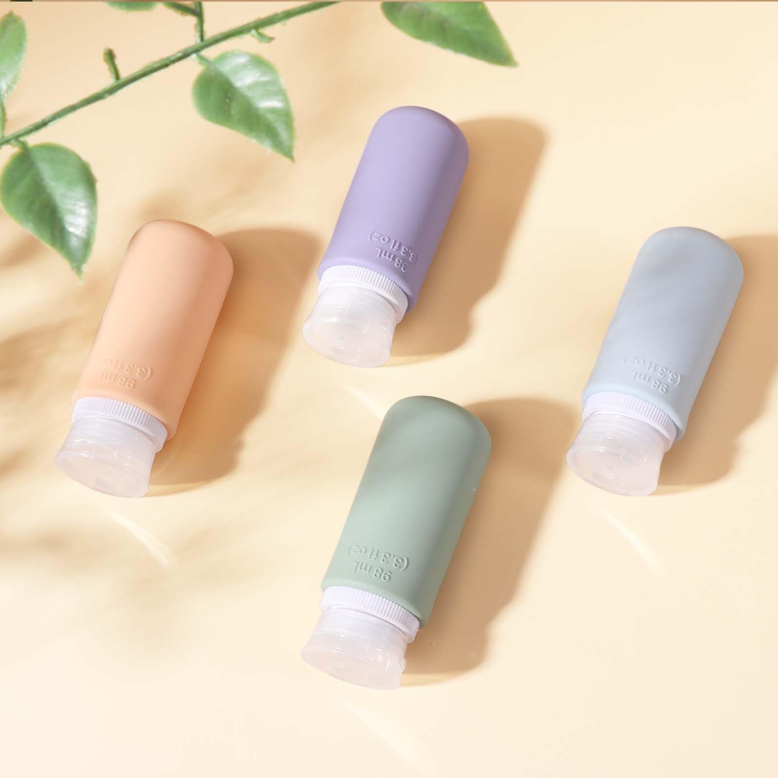 Diboniur 4 Pack 98ml Food-Grade Silicone Travel Bottles with Leak Proof TSA Approval 7