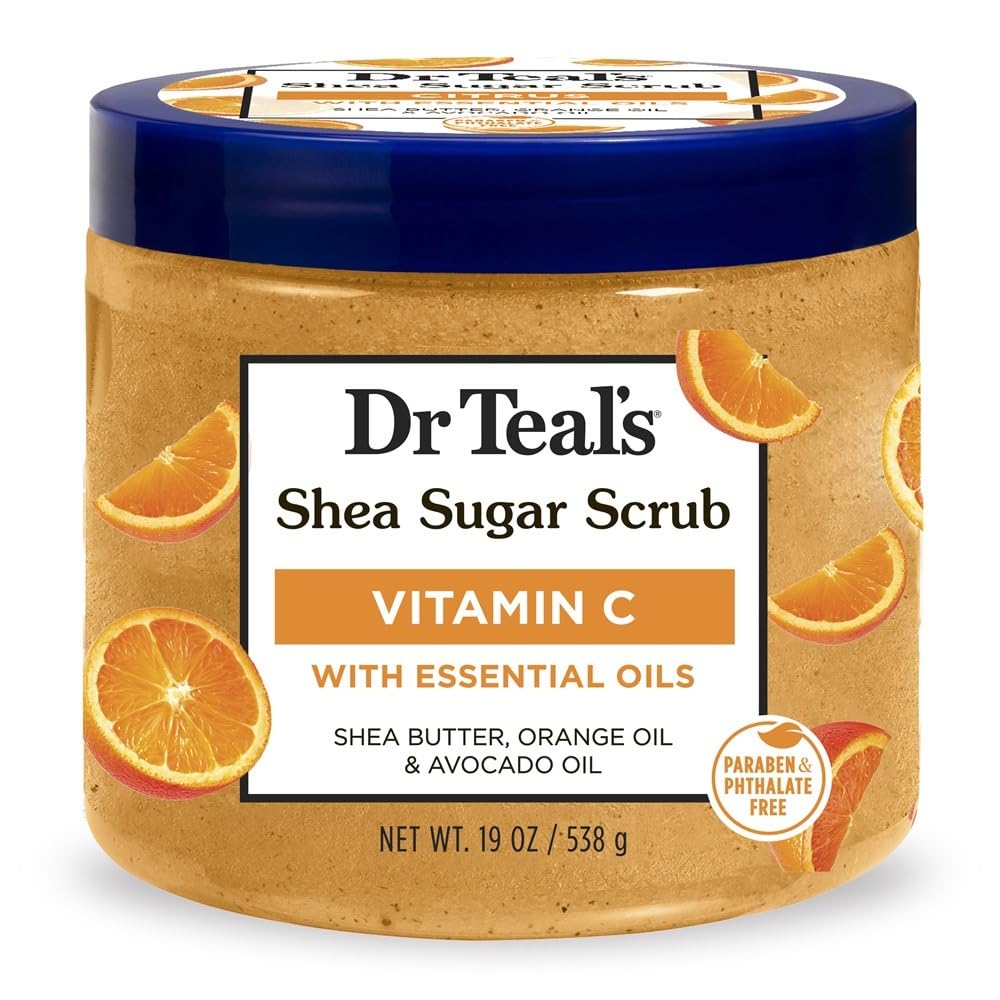 Dr Teal’s Vitamin C Shea Sugar Scrub with Essential Oils for Exfoliation 538g