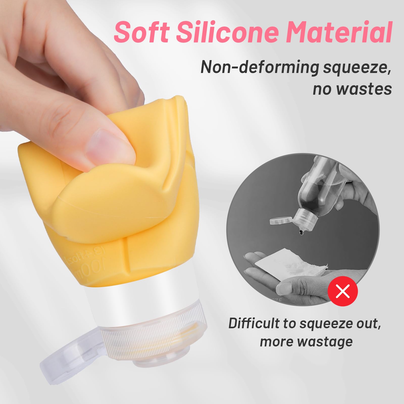 Alyvisun 4 Pack 100ml Refillable Silicone Travel Bottles for Toiletries - Leak-proof 5