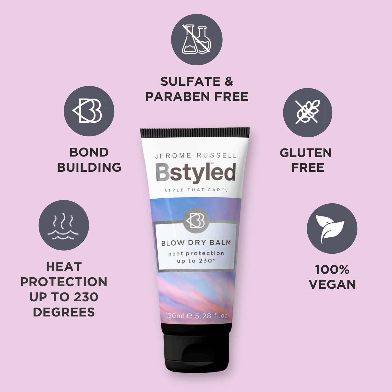 Jerome Russell BStyled Blow Dry Balm - Heat Protectant for Extended Blow Dry Styles