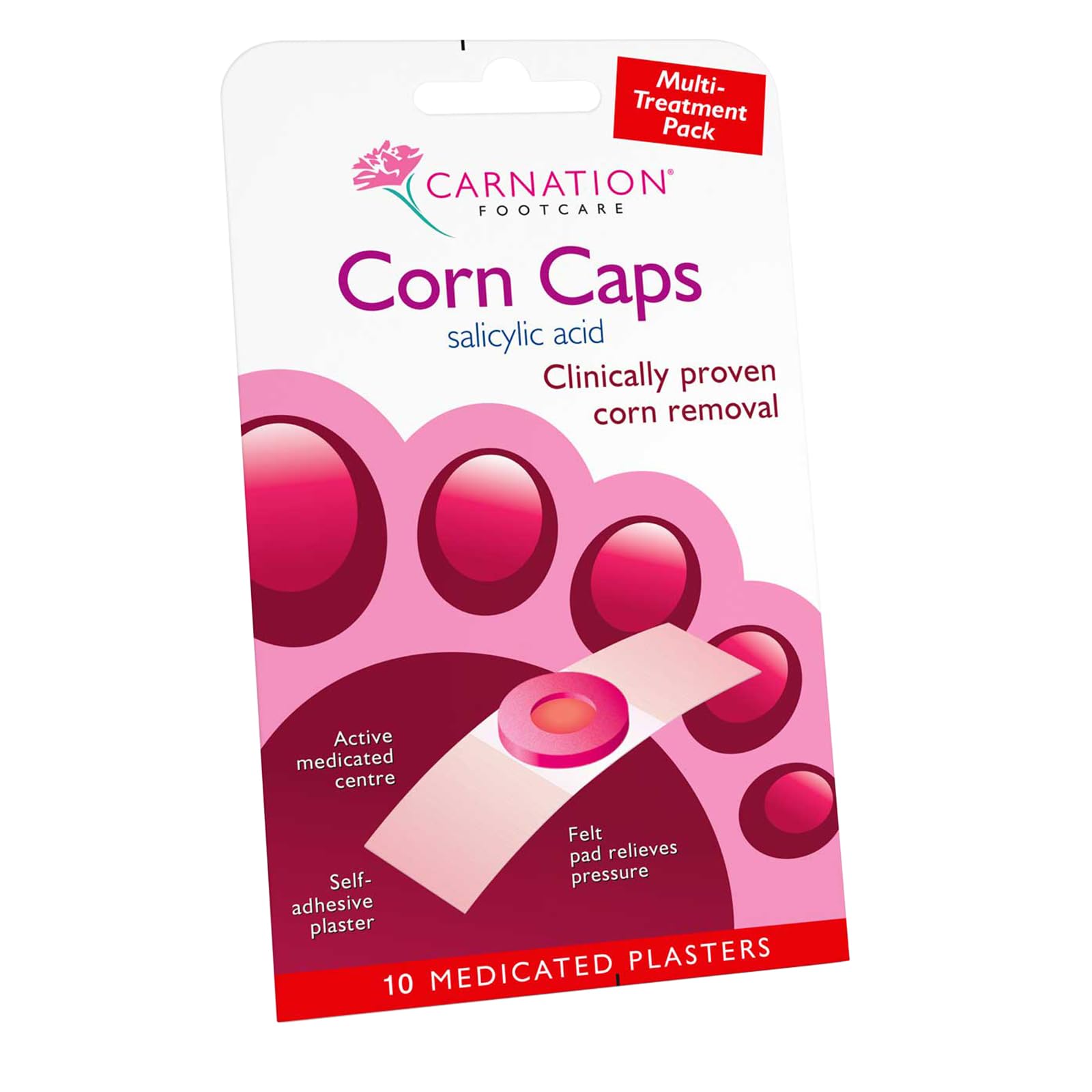 Carnation Footcare Corn Caps x 10 Medicated Treatment for Corn Removal