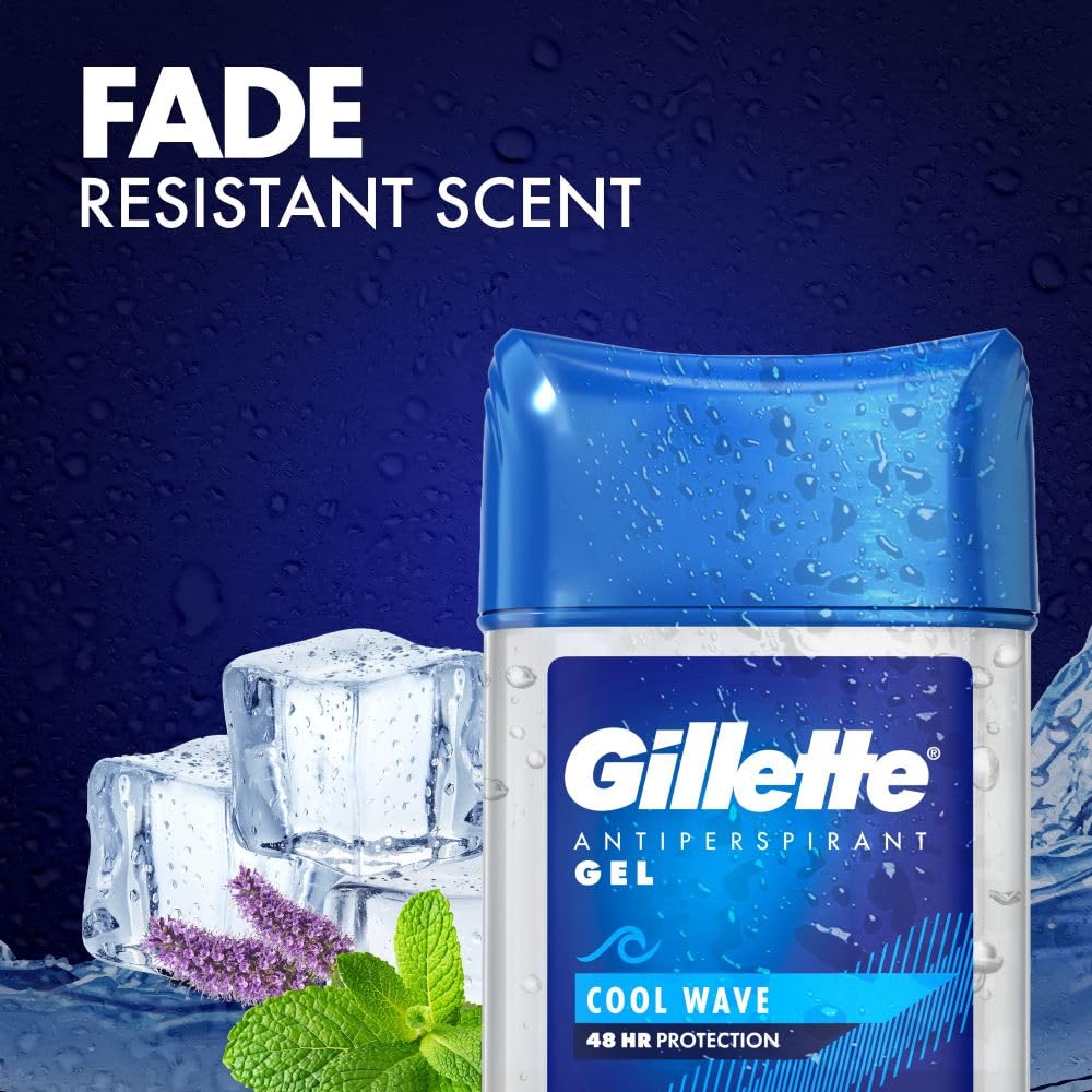 Gillette Clear Gel Cool Wave Antiperspirant Deodorant for Men, 70ml, Pack of 6, 48 Hour Invisible Protection 3