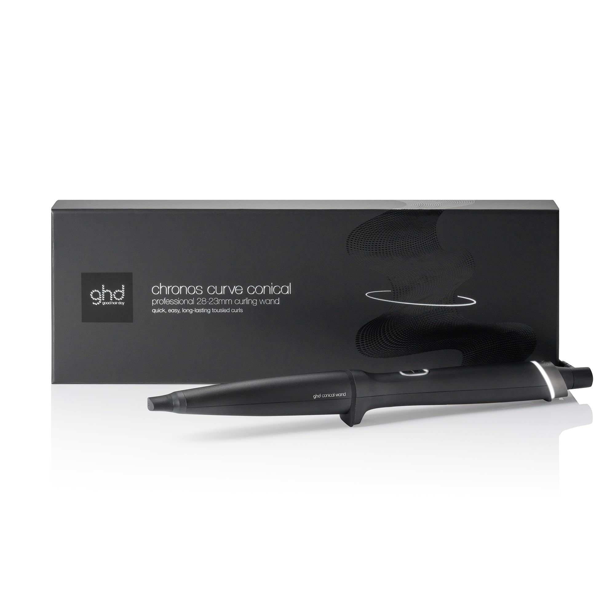 ghd Chronos Curve Conical Wand 28-23mm Black Hair Curler for Long-Lasting Beach Waves