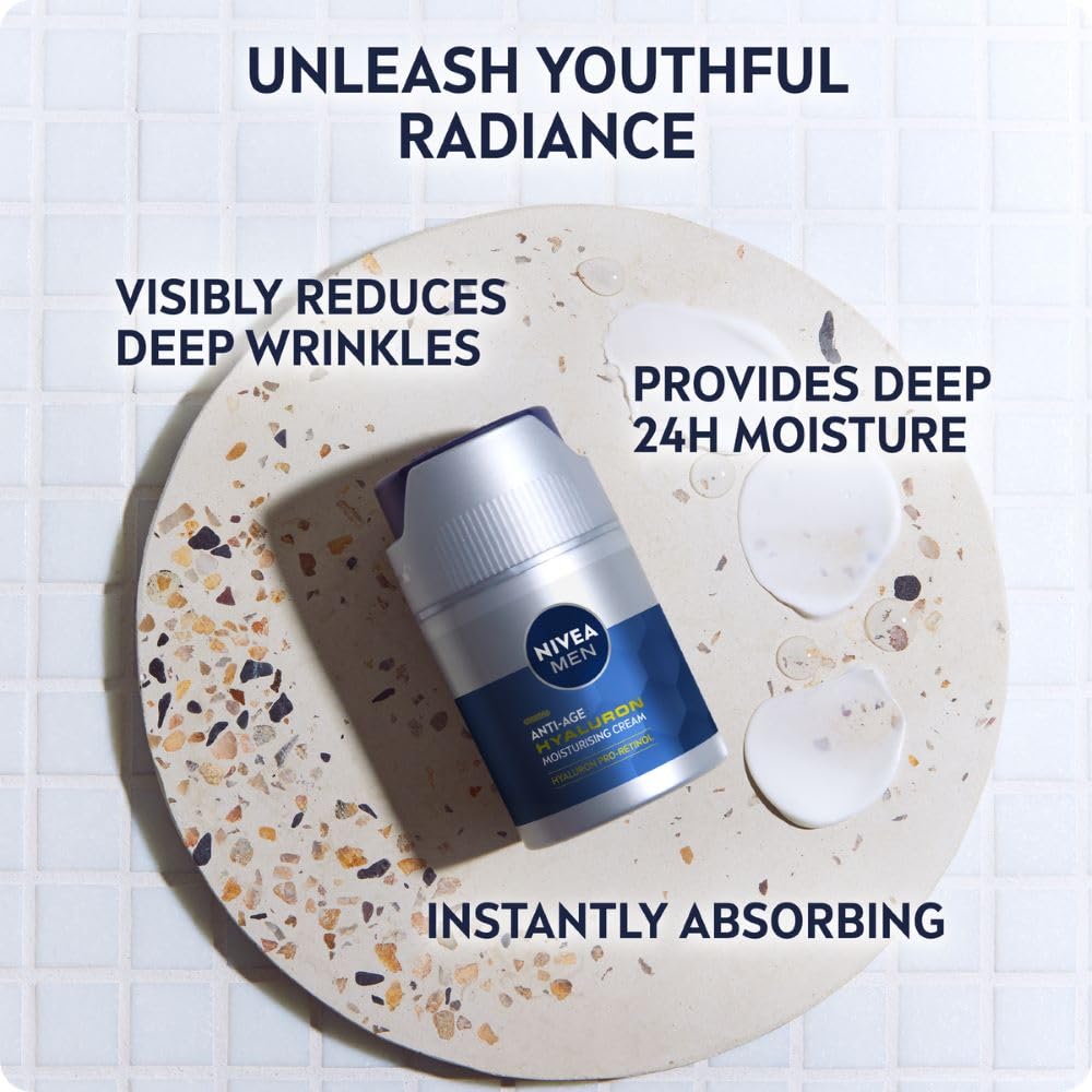 NIVEA MEN Anti-Age Hyaluron SPF15 Moisturising Cream for Wrinkle Reduction & Firming (50ml) 2