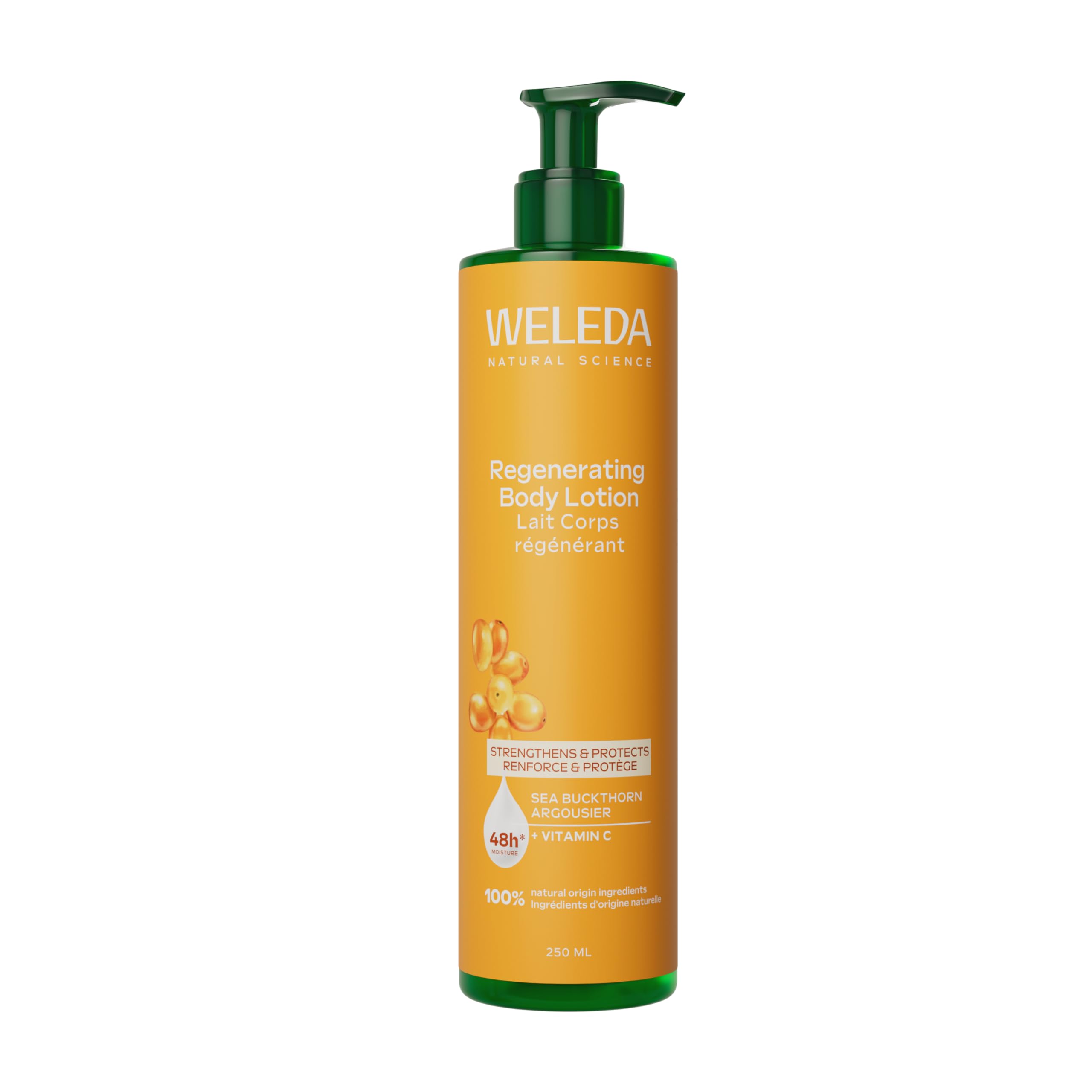 Weleda Regenerating Body Lotion with Sea Buckthorn, Vitamin C, Organic & Vegan, 250ml