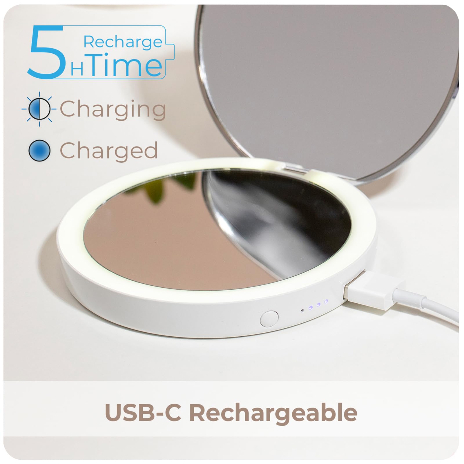 STYLPRO Flip 'n' Charge LED Mirror with Power Bank and 3x Magnification 3