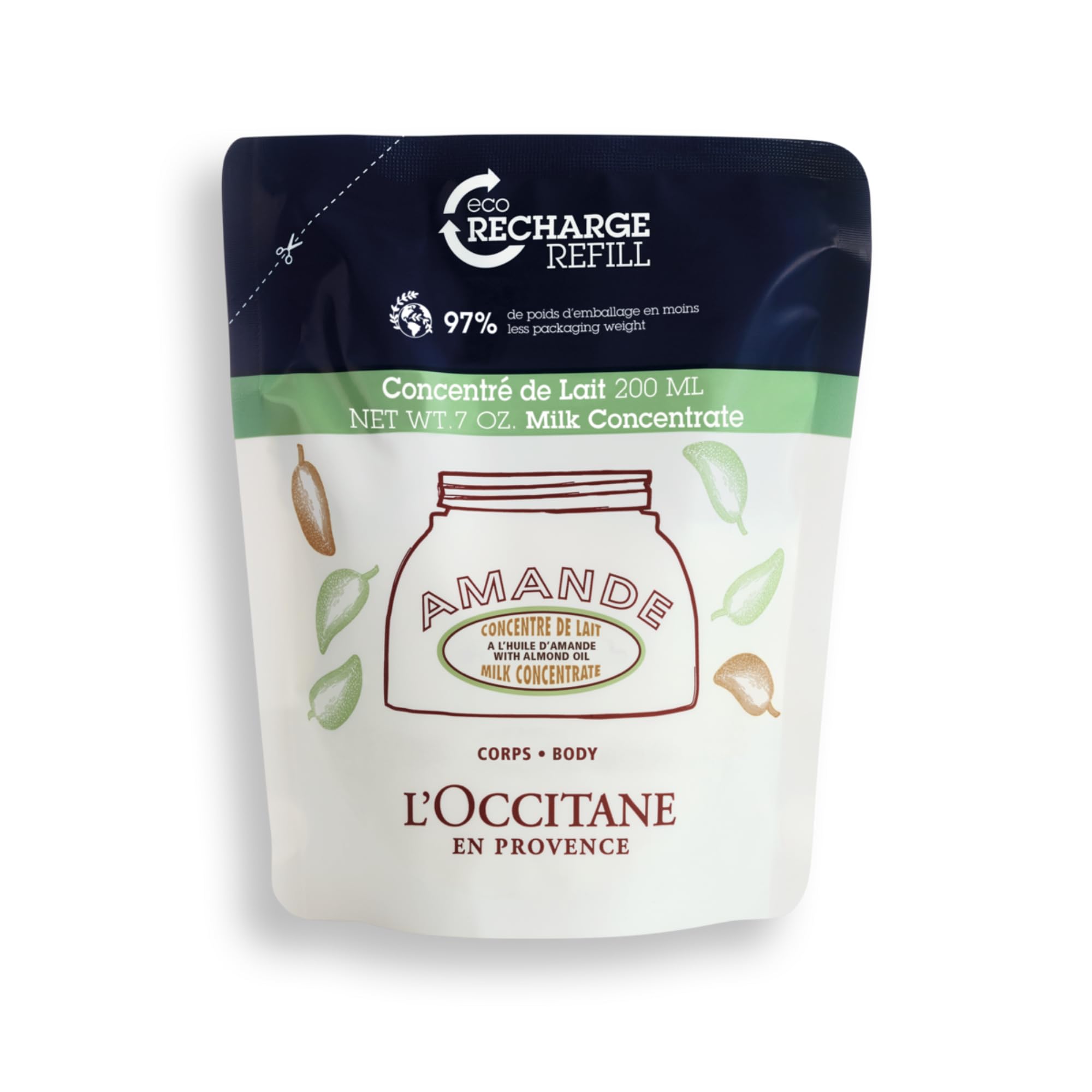 L'OCCITANE Almond Milk Concentrate Refill 200ml Enriched with Sweet Almond